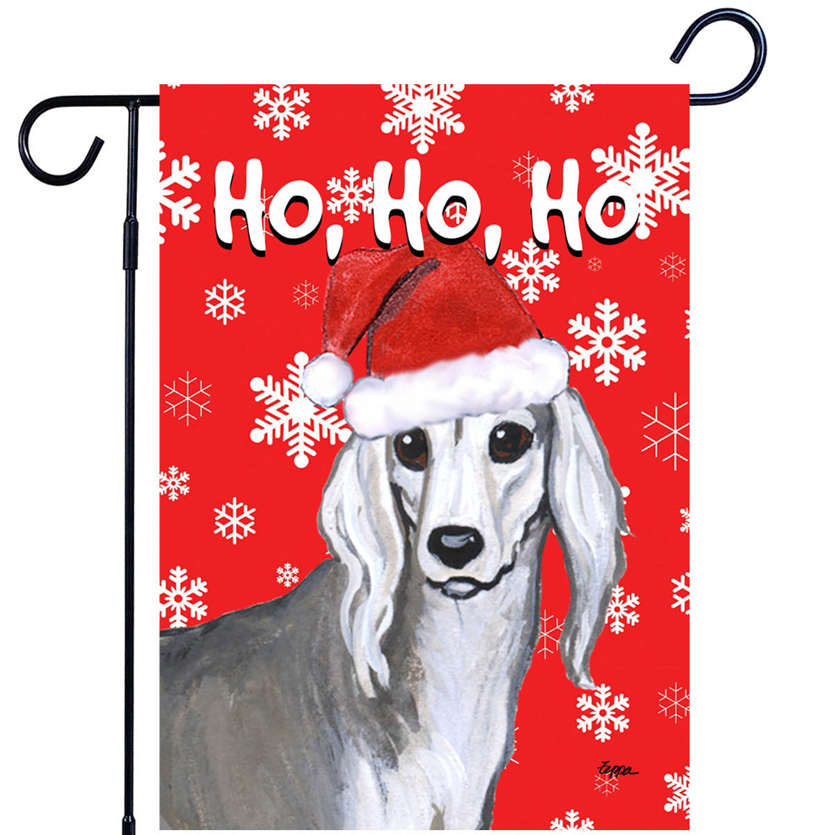 Saluki Ho Ho Ho Garden Flag