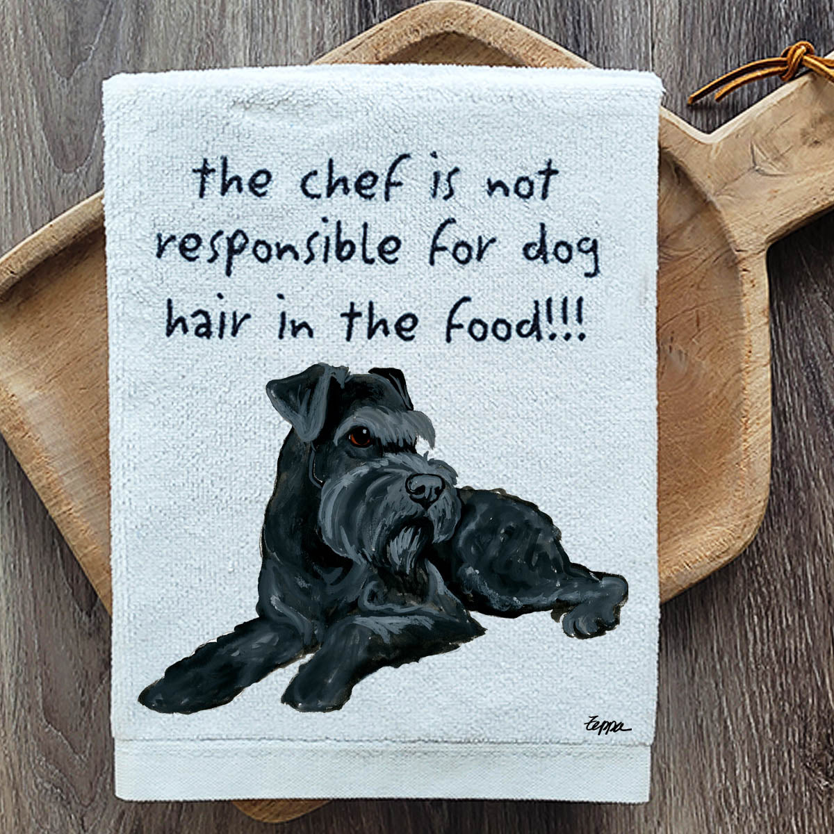 Pawsitively Adorable Black Schnauzer Kitchen Towel