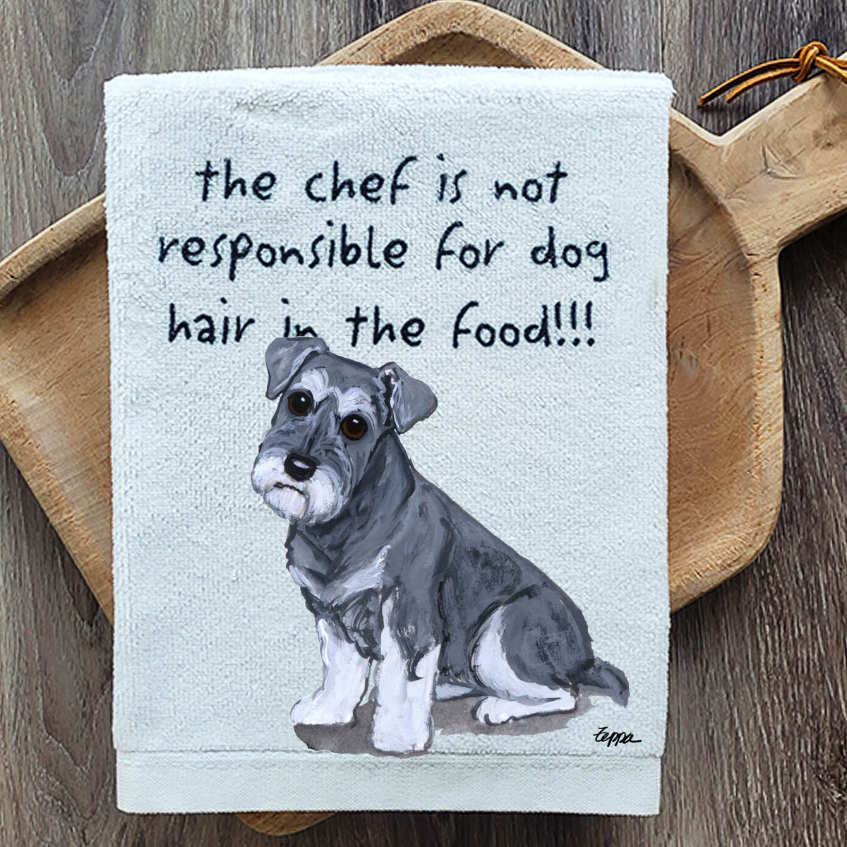 Pawsitively Adorable Schnauzer Puppy Kitchen Towel