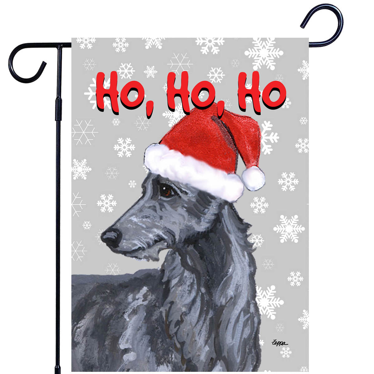 Scottish Deerhound Ho Ho Ho Garden Flag