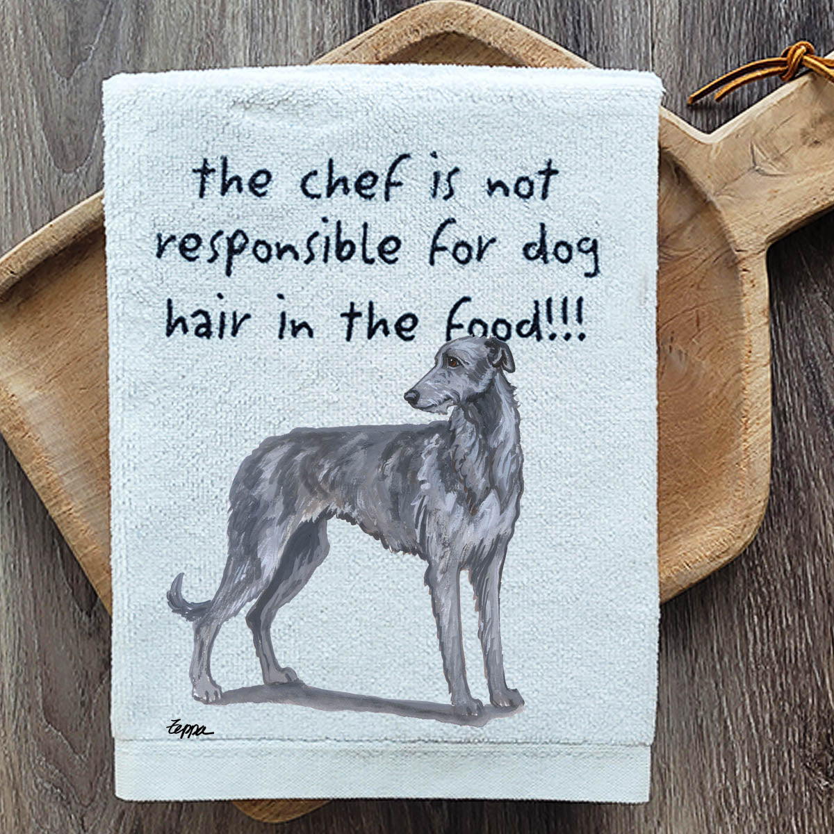 Pawsitively Adorable Scottish Deerhound Kitchen Towel
