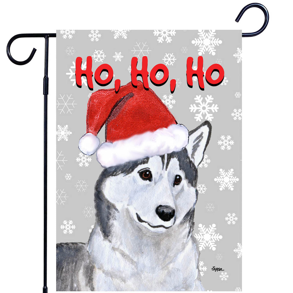 Siberian Husky Ho Ho Ho Garden Flag