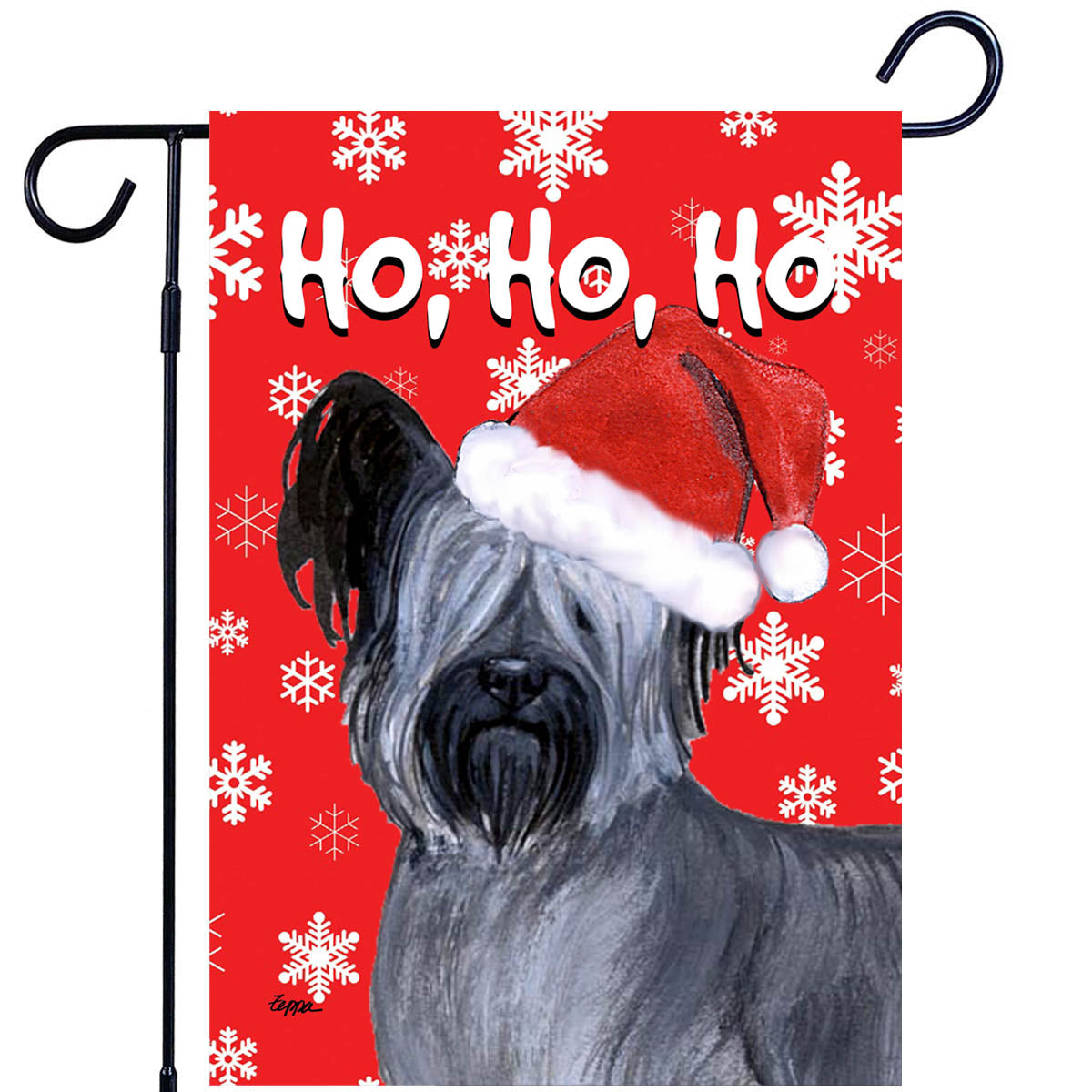 Skye Terrier Ho Ho Ho Garden Flag