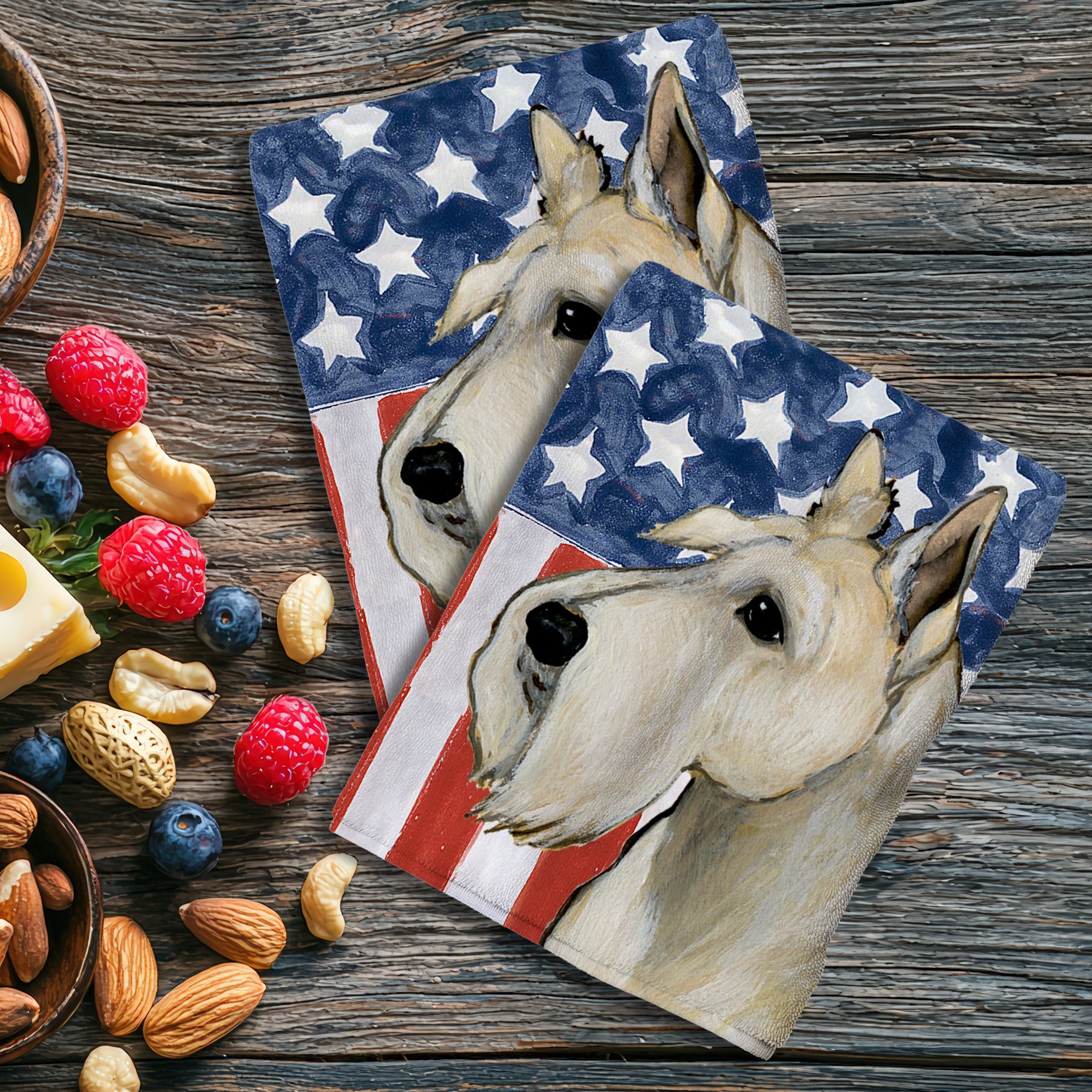 Wheaten Scottish Terrier Americana Kitchen Towel Set
