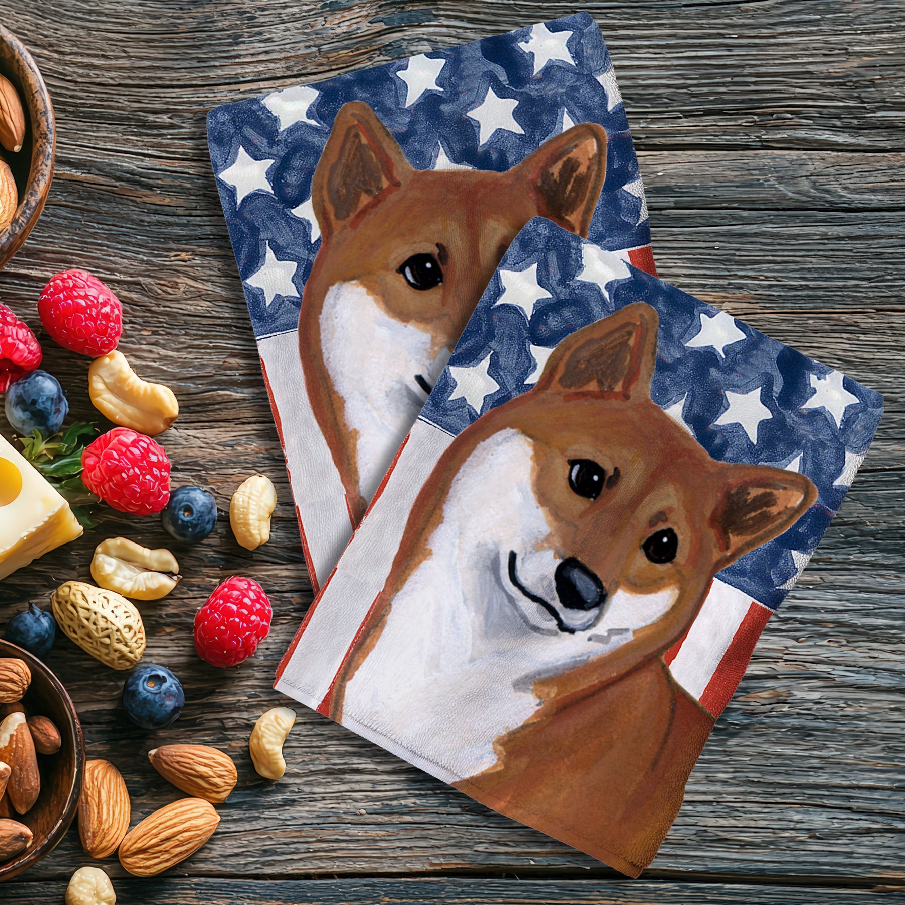 Shiba Inu Americana Kitchen Towel Set