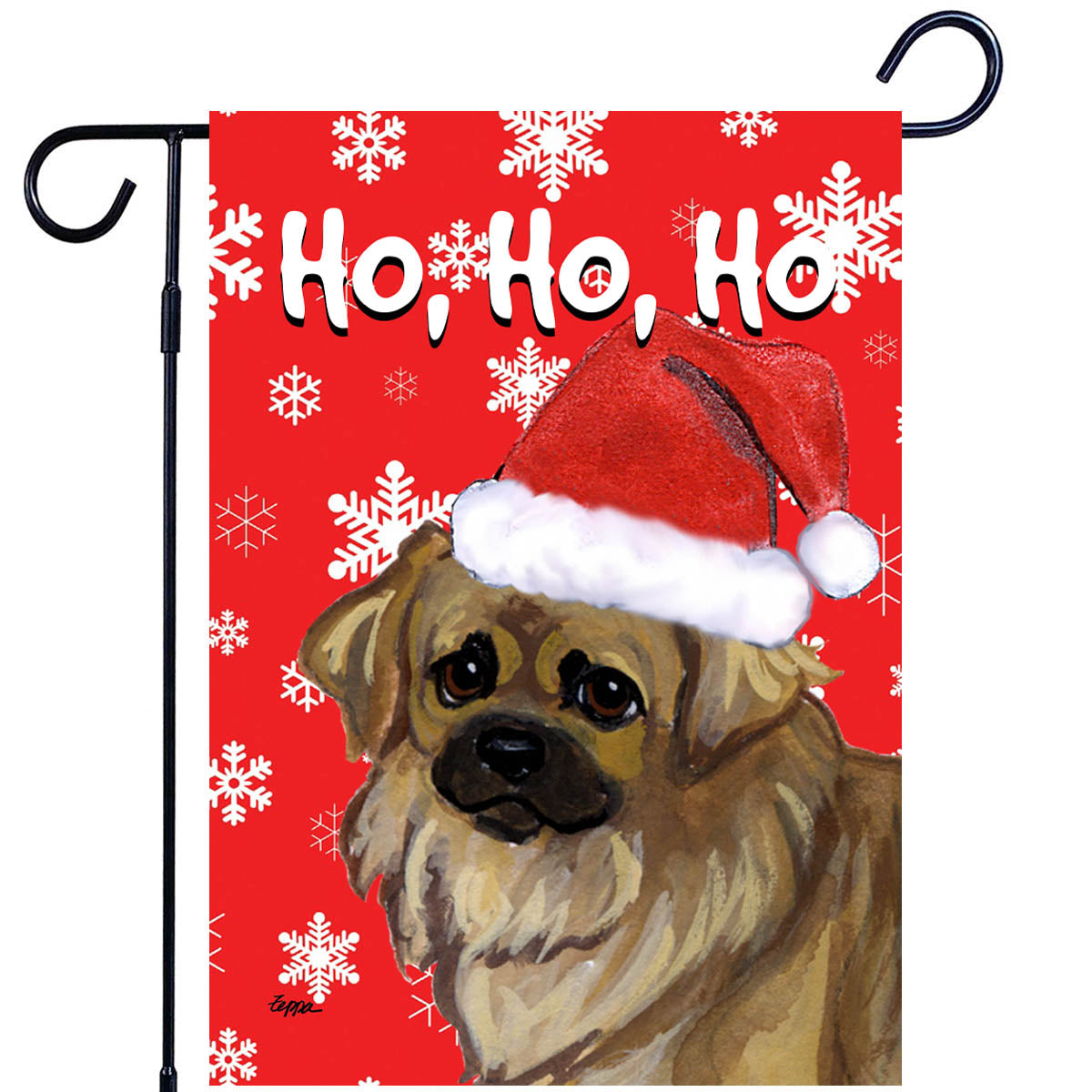 Tibetan Spaniel Ho Ho Ho Garden Flag