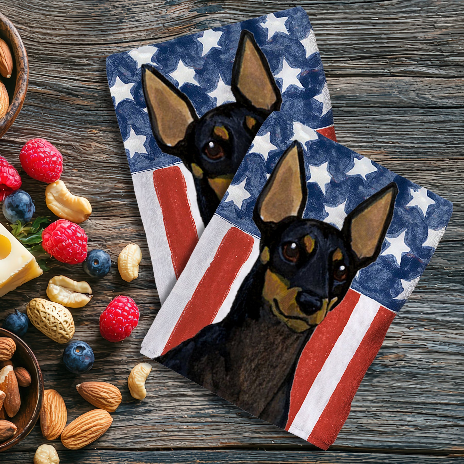 Toy Manchester Terrier Americana Kitchen Towel Set