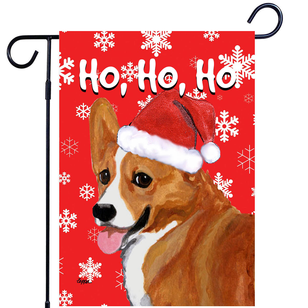 Welsh Corgi Ho Ho Ho Garden Flag