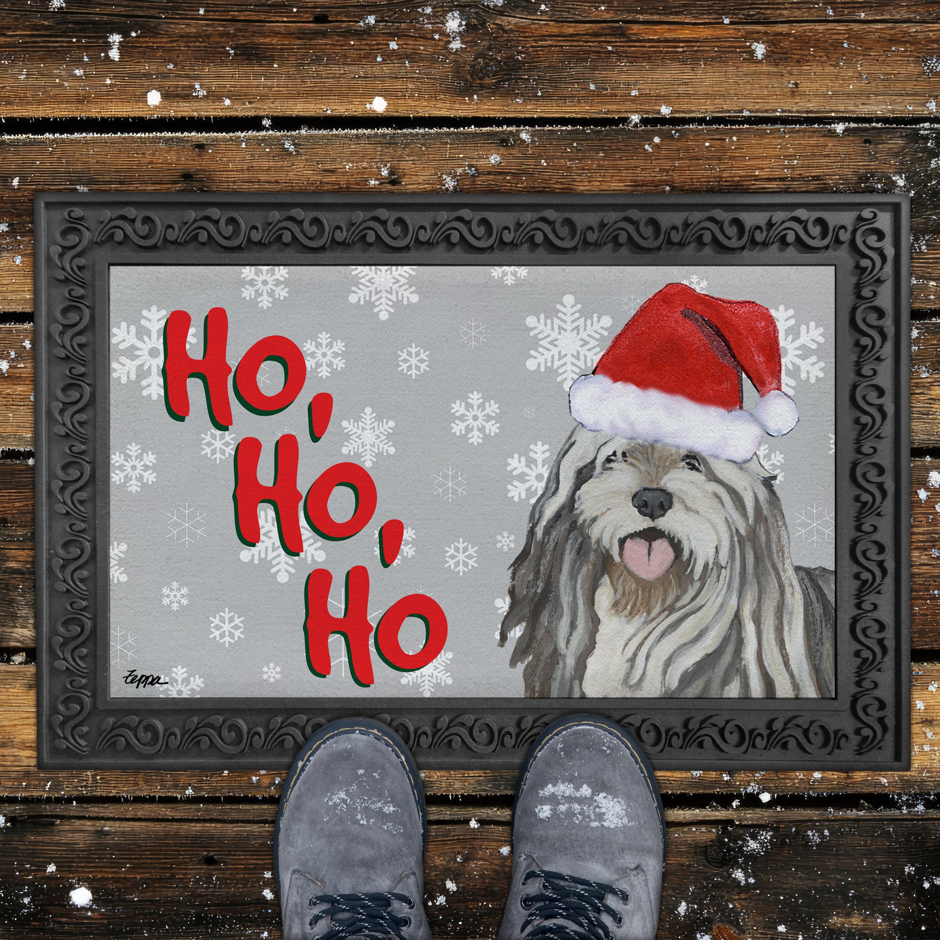 Bergamasco Ho Ho Ho Door Mat in Grey