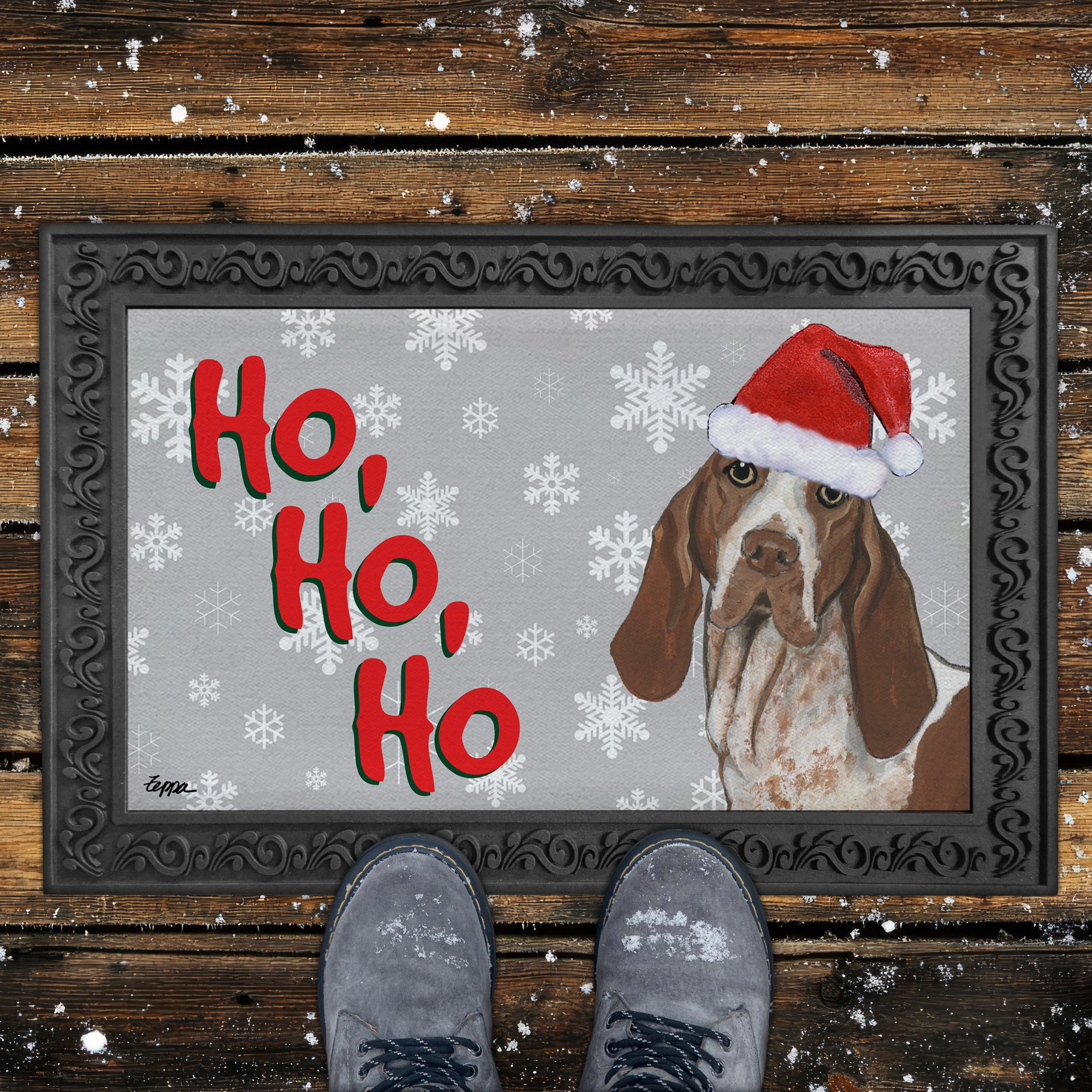 Bracco Italiano Ho Ho Ho Door Mat in Grey
