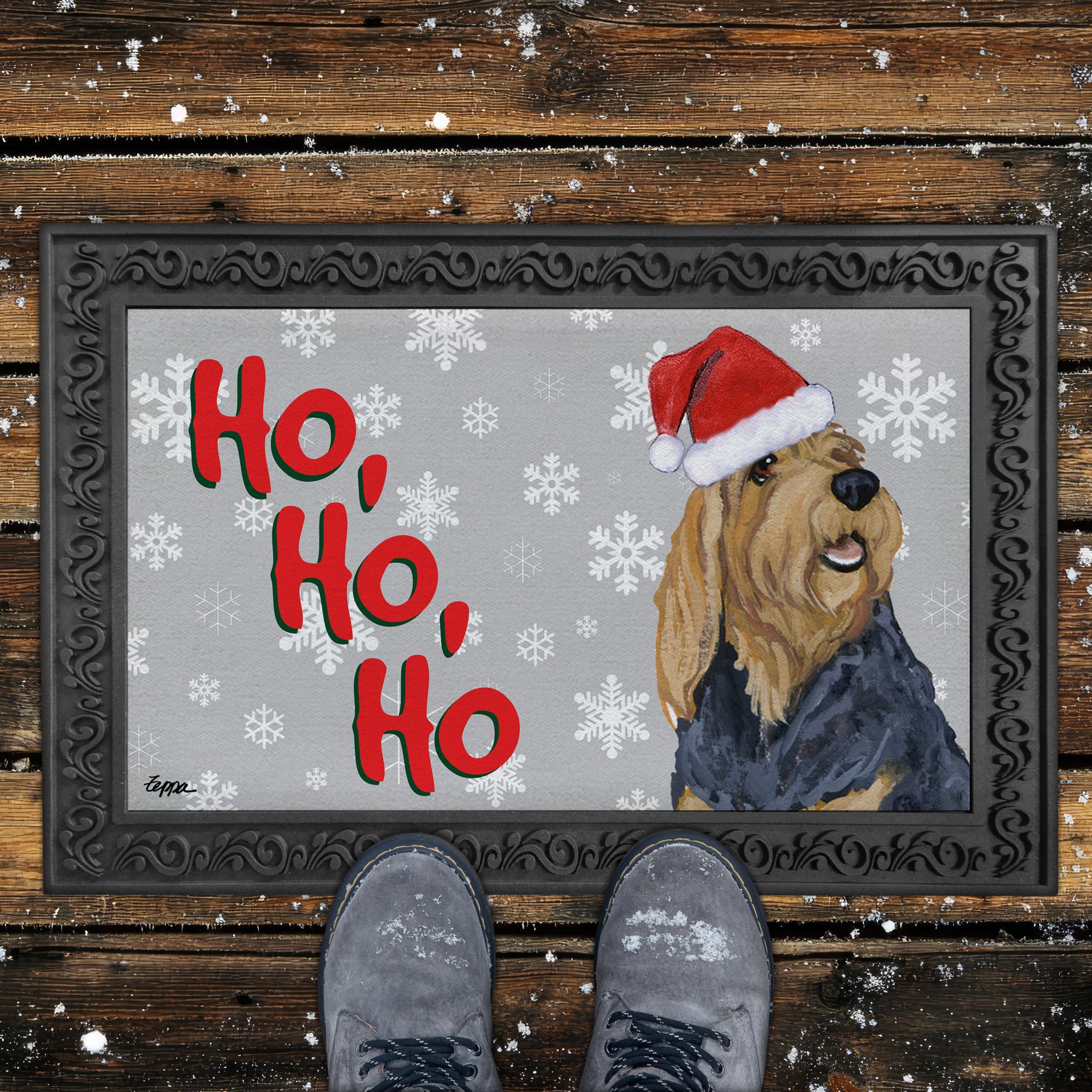 Otterhound Ho Ho Ho Door Mat in Grey