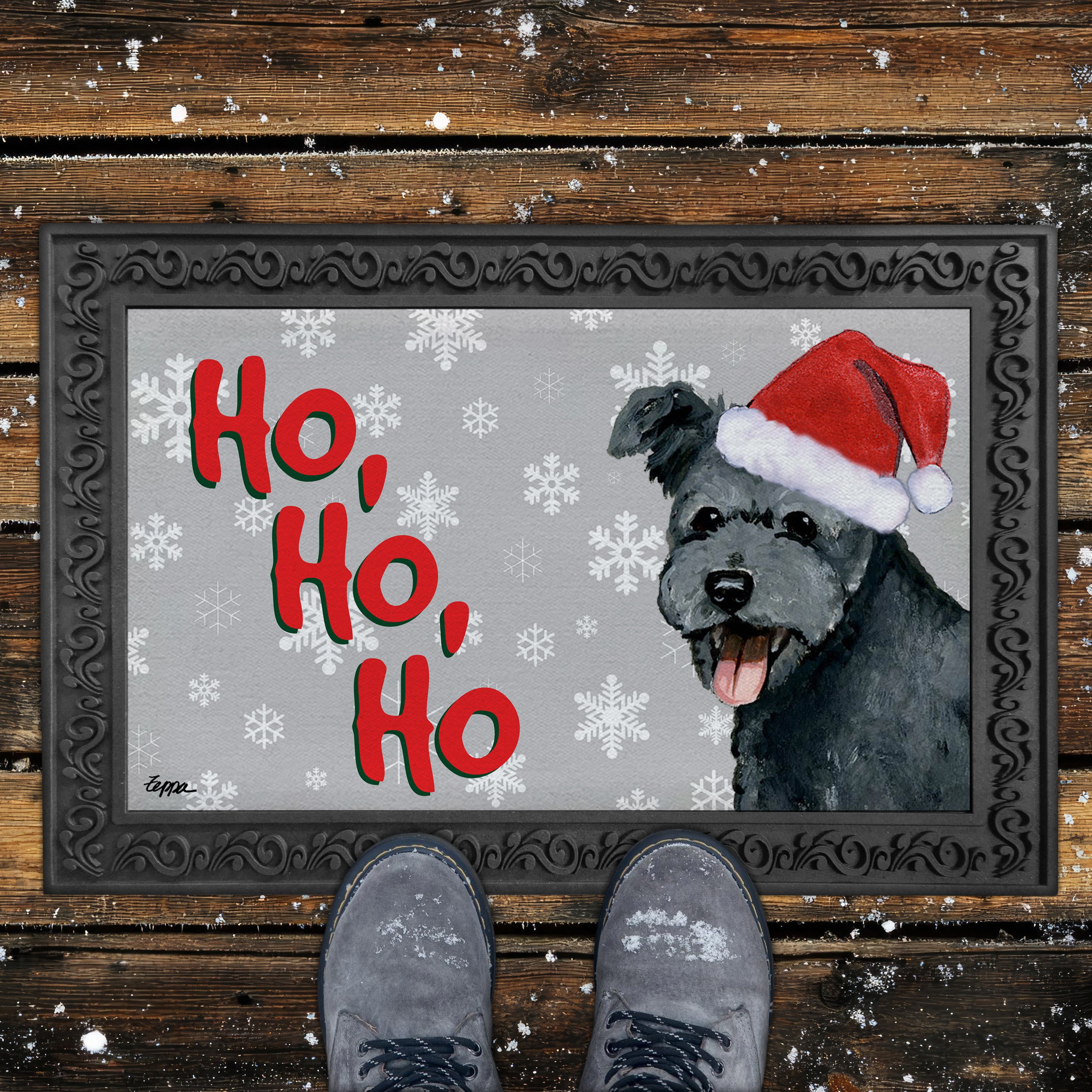 Pumi Ho Ho Ho Door Mat in Grey