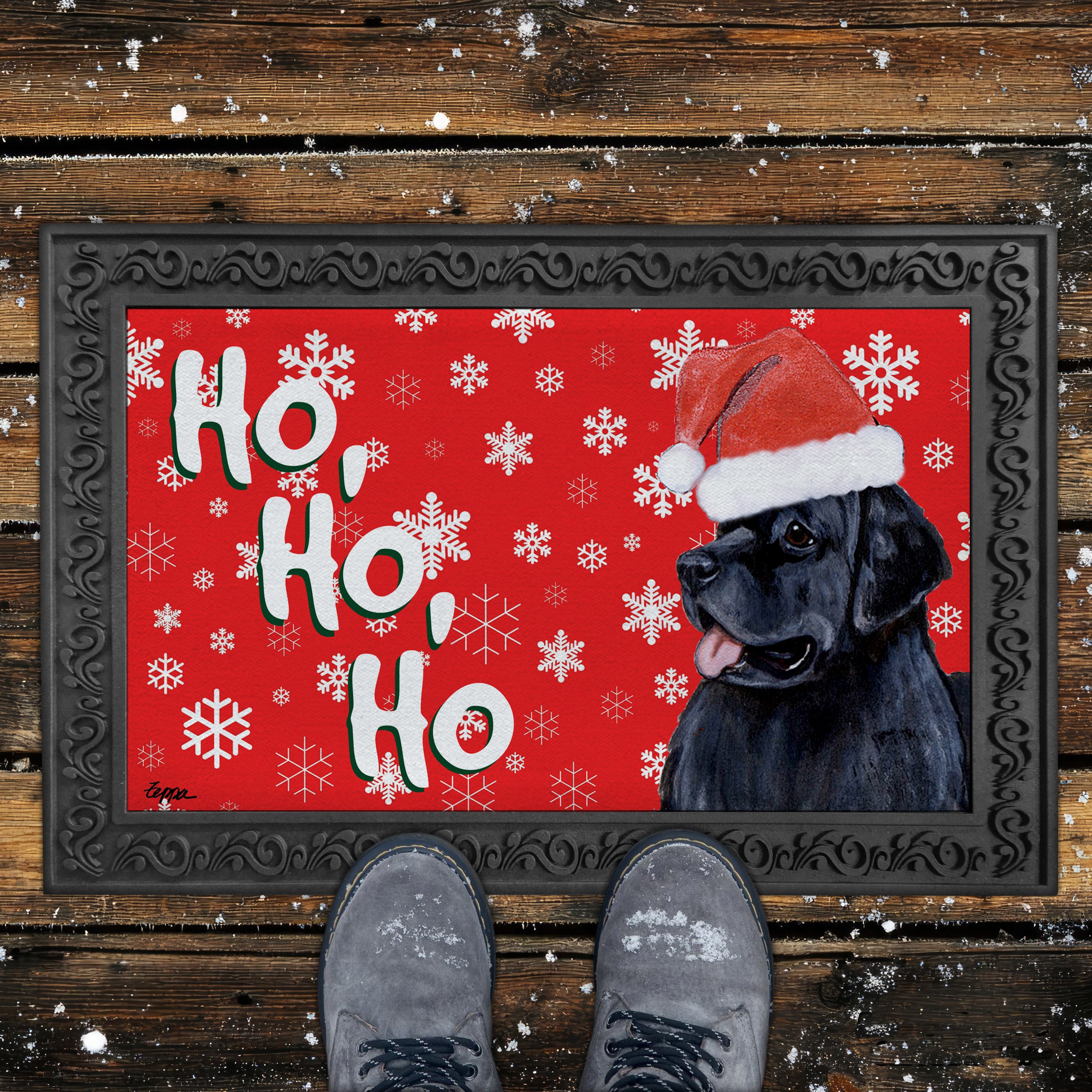 Newfoundland Ho Ho Ho Door Mat in Red