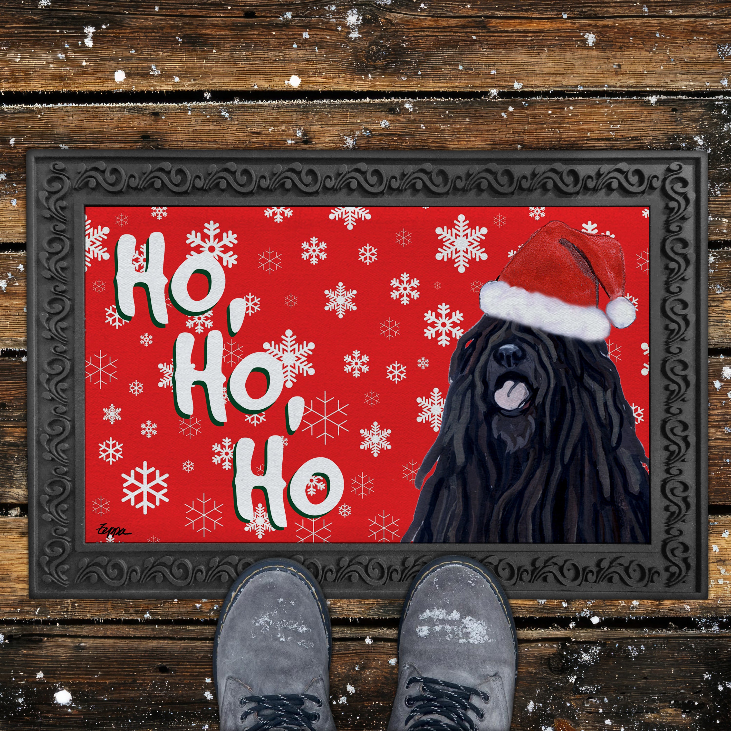 Puli Ho Ho Ho Door Mat in Red