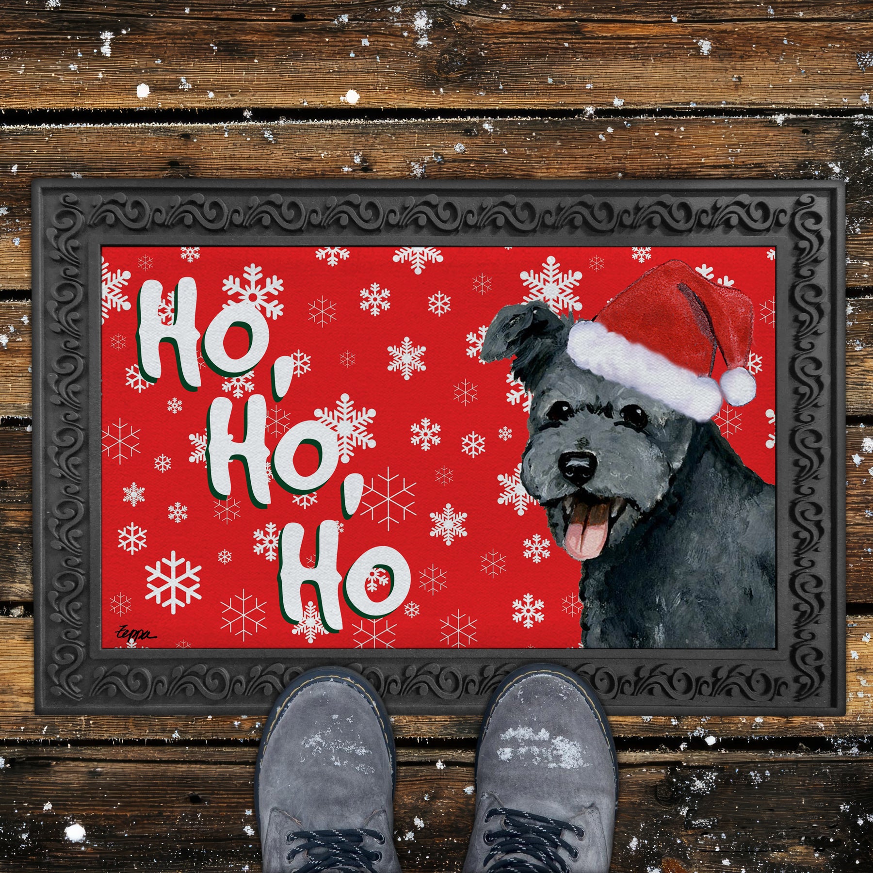 Pumi Ho Ho Ho Door Mat in Red