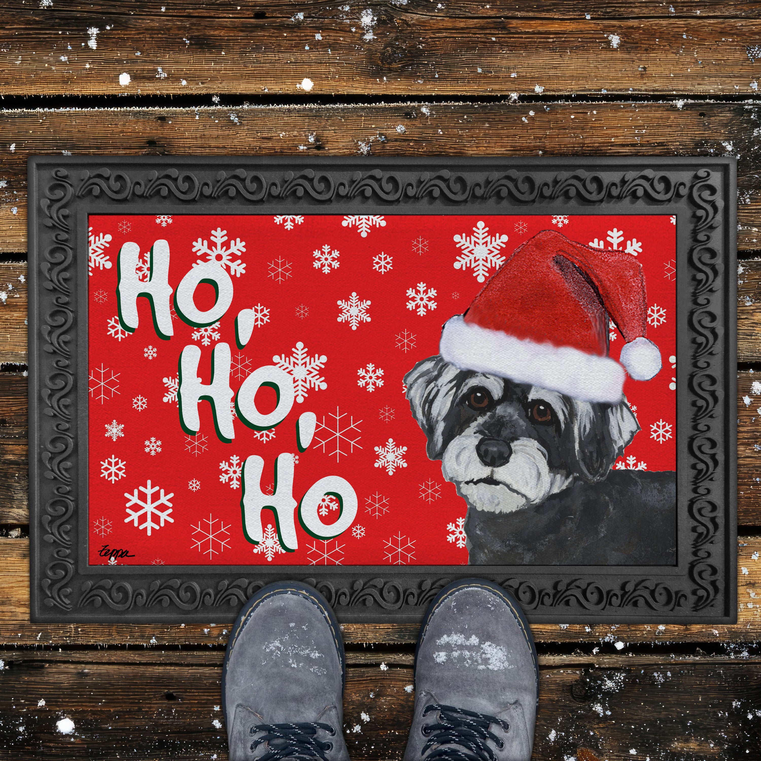 Schnoodle Ho Ho Ho Door Mat in Red