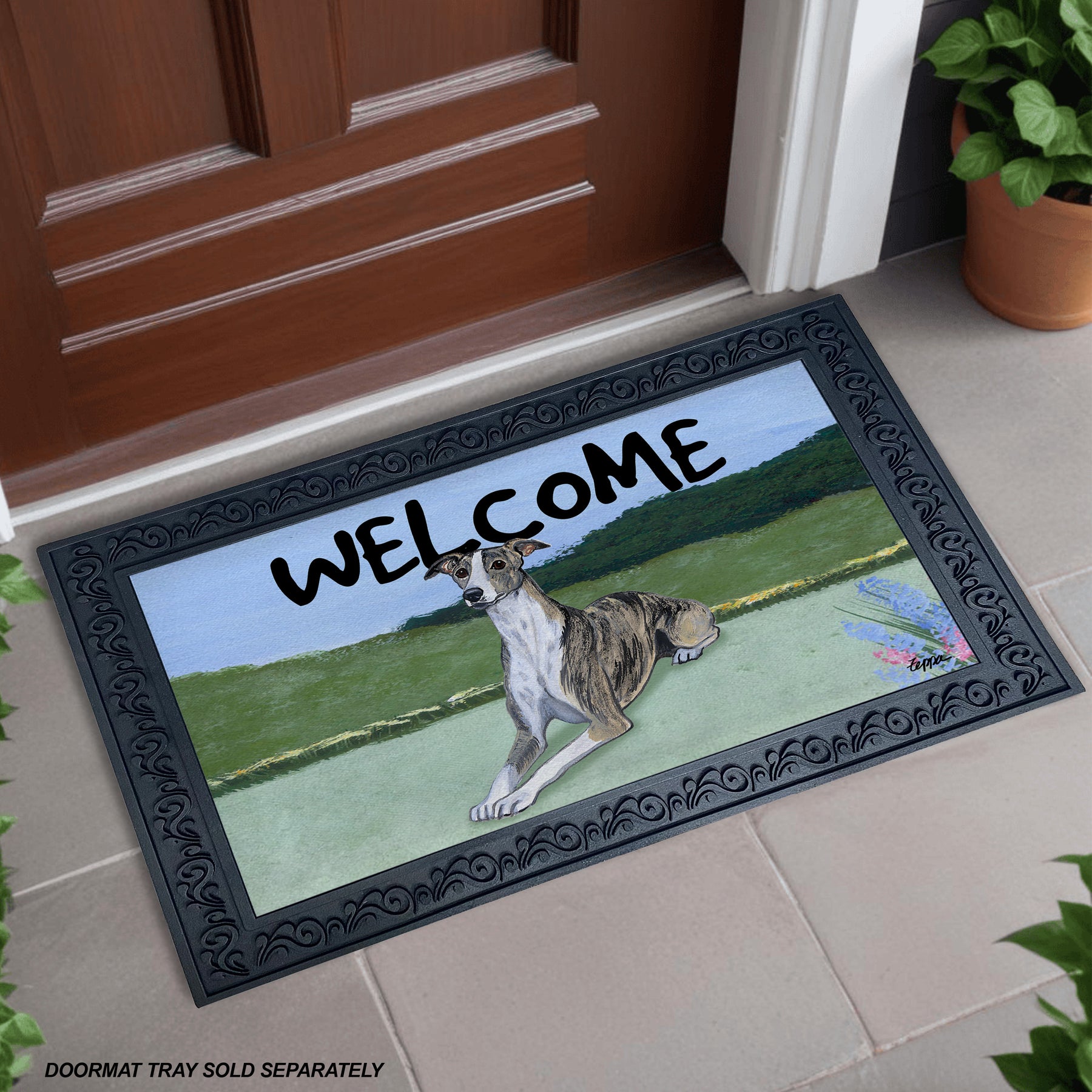 Whippet Scenic Welcome Mat