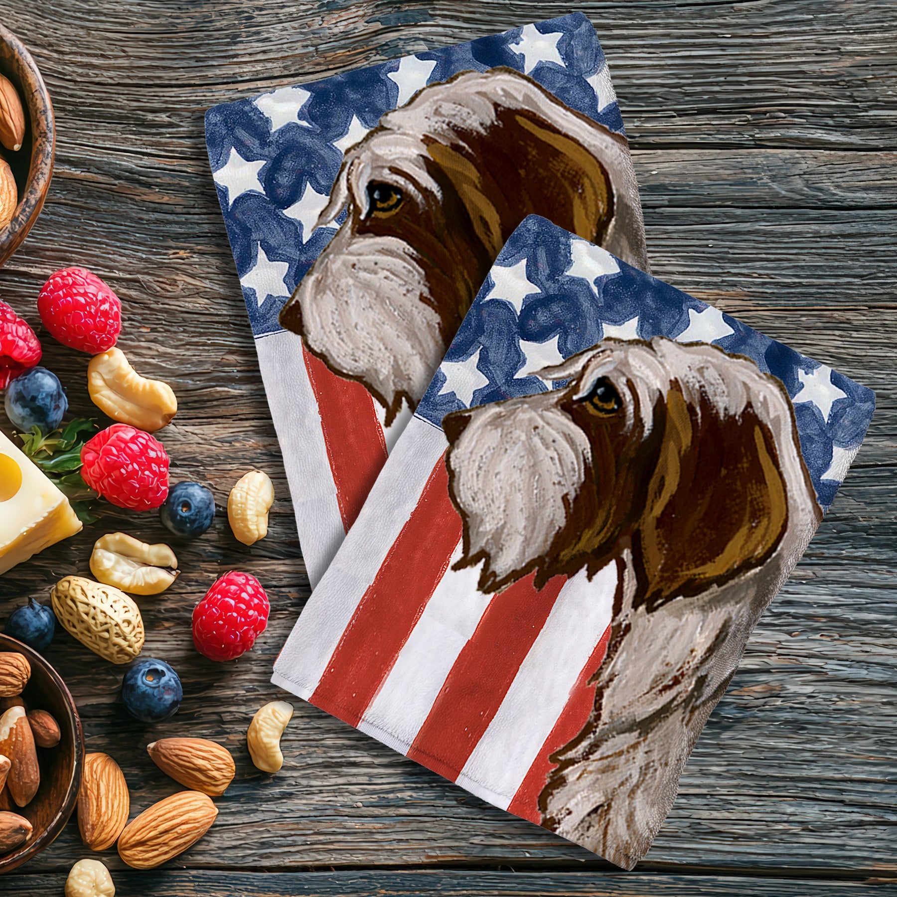Wirehaired Pointing Griffon Americana Kitchen Towel Set