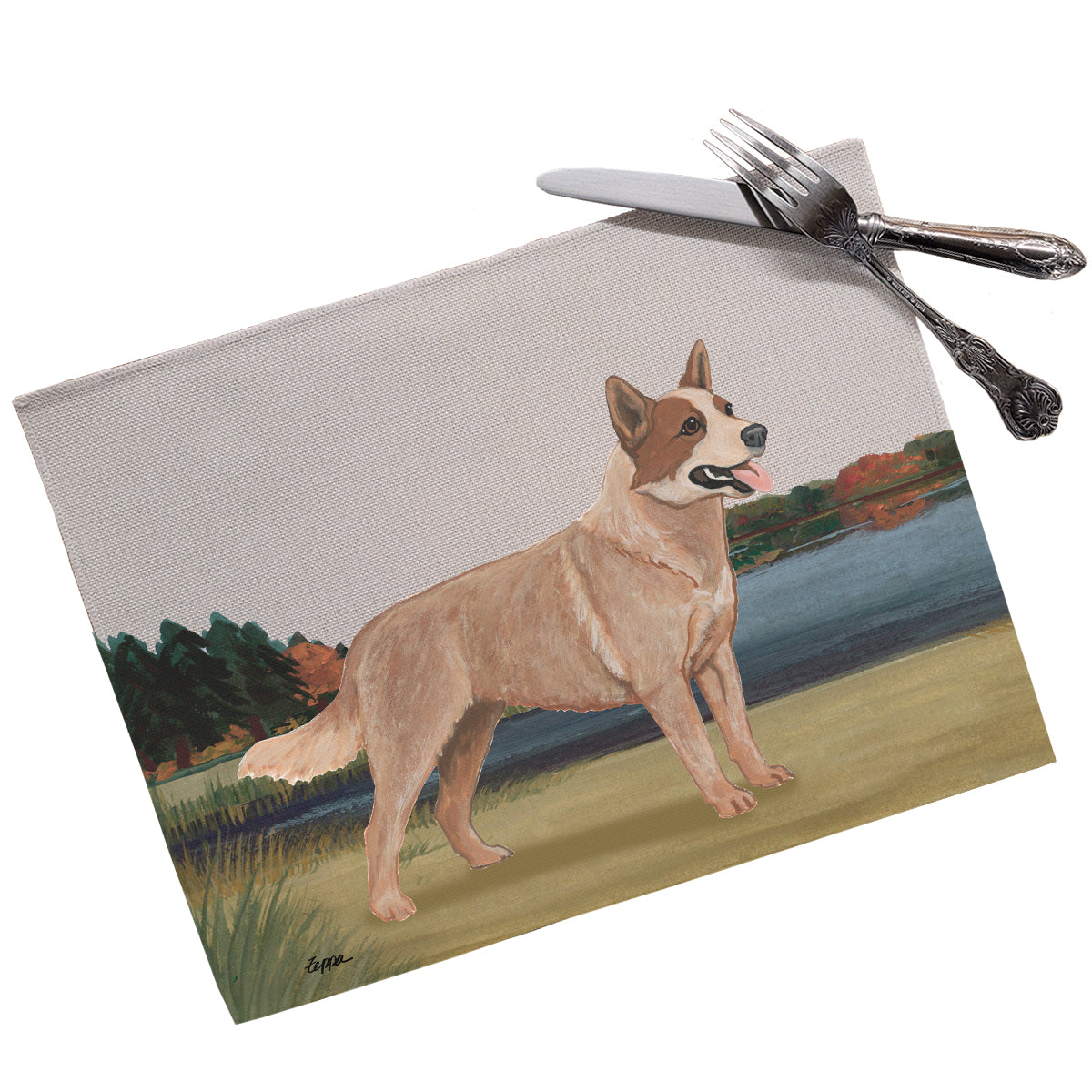 Red Australian Cattle Dog Scenic Background Placemats