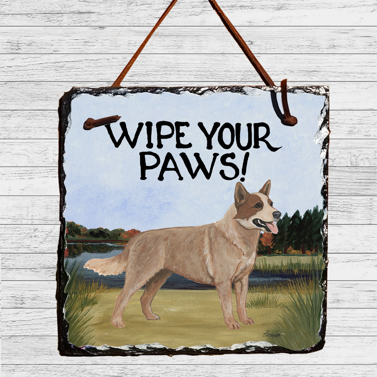 Australian Cattle Dog Wipe Your Paws Slate