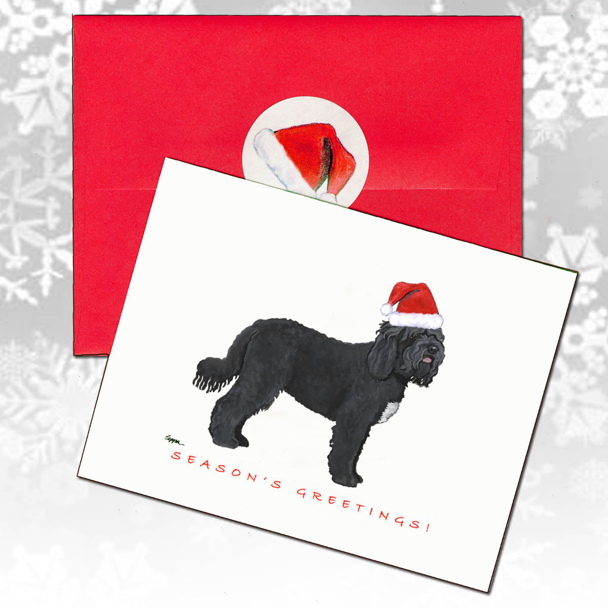 Barbet in a Santa Hat Christmas Cards