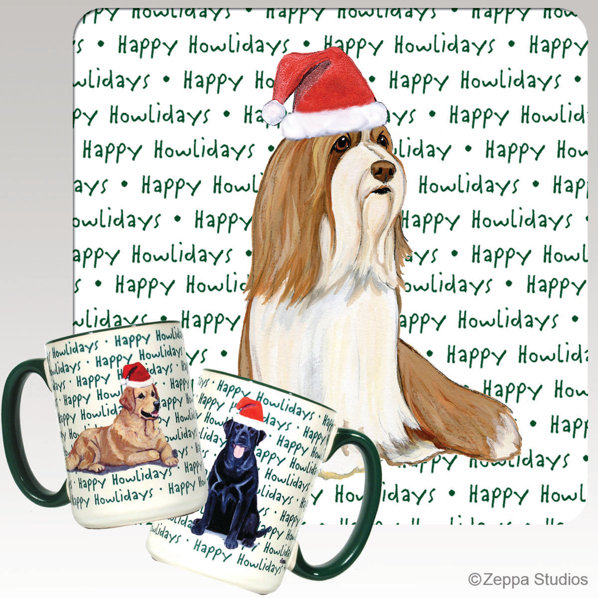 Bearded Collie Christmas Mugs