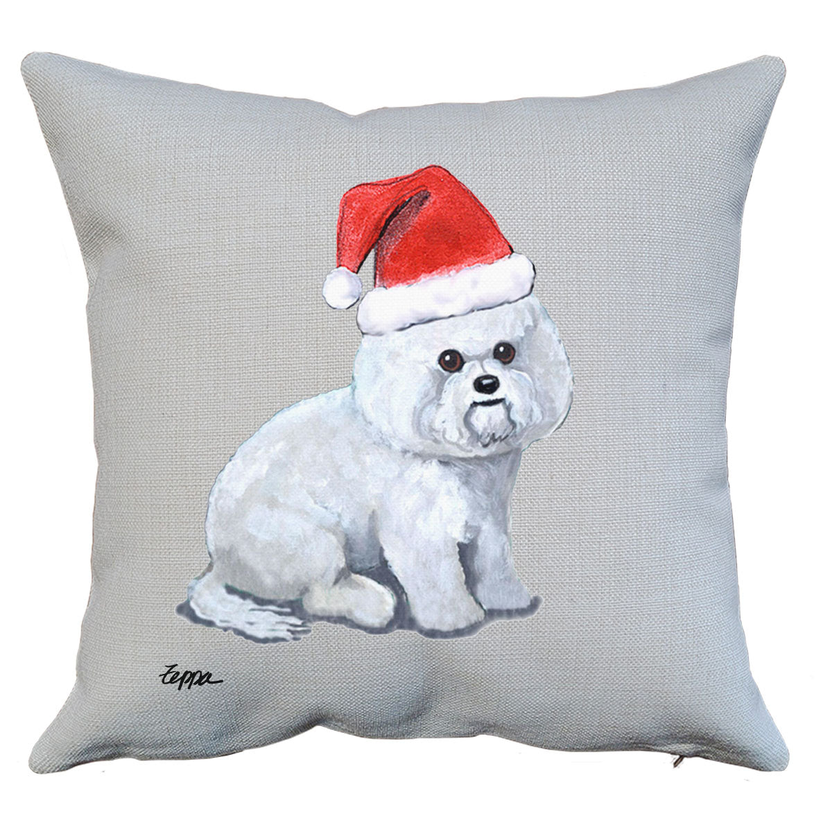 Bichon Frise Santa Pillow