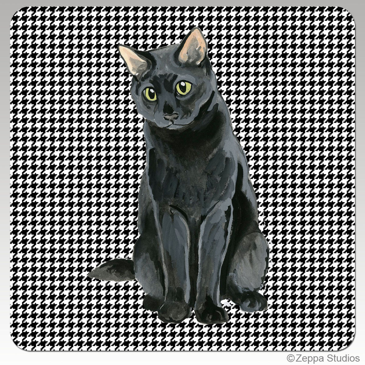 Black Cat Houndzstooth Coasters