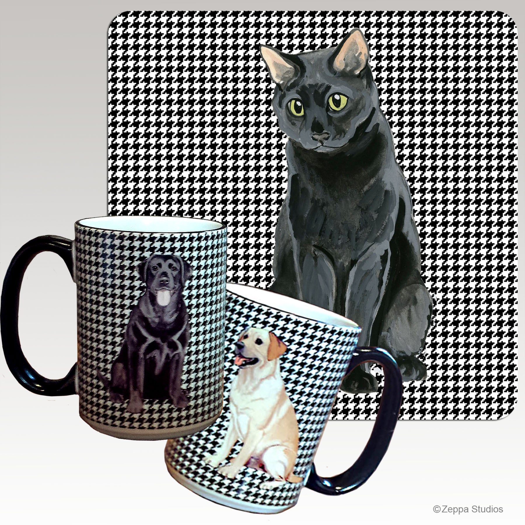 Black Cat Houndzstooth Mug
