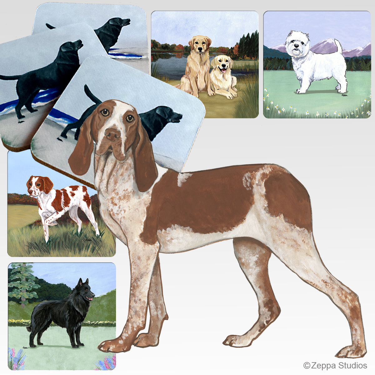 Bracco Italiano Scenic Beverage Coasters
