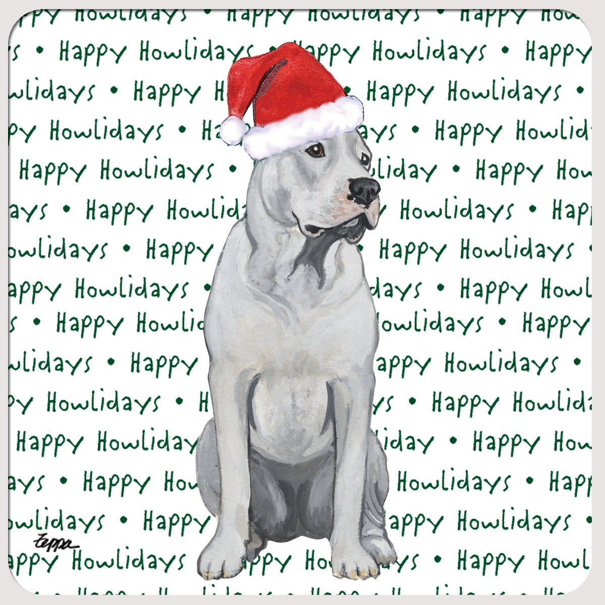 Dogo Argentino Happy Howlidays Christmas Coasters