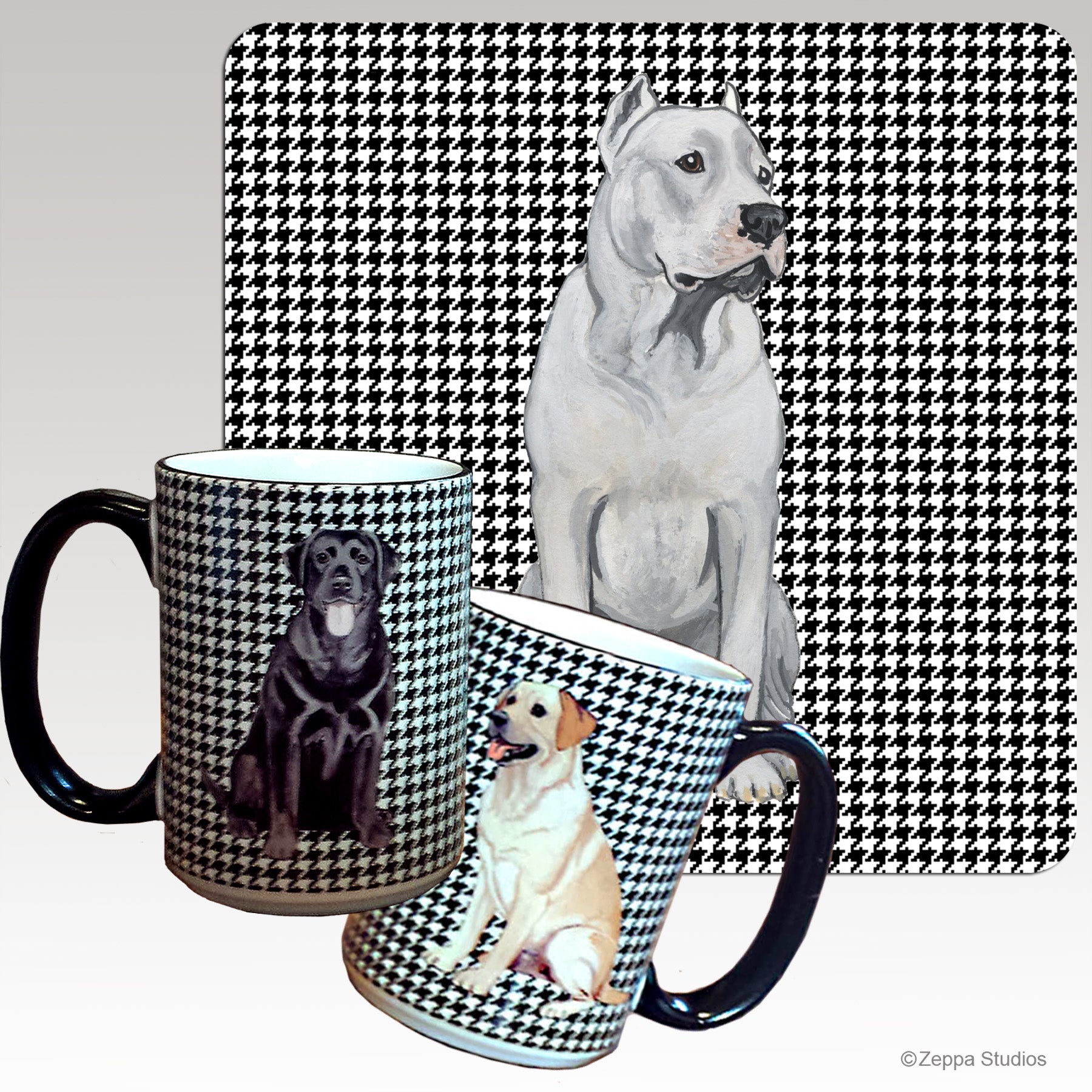 Dogo Argentino Houndstooth Mugs