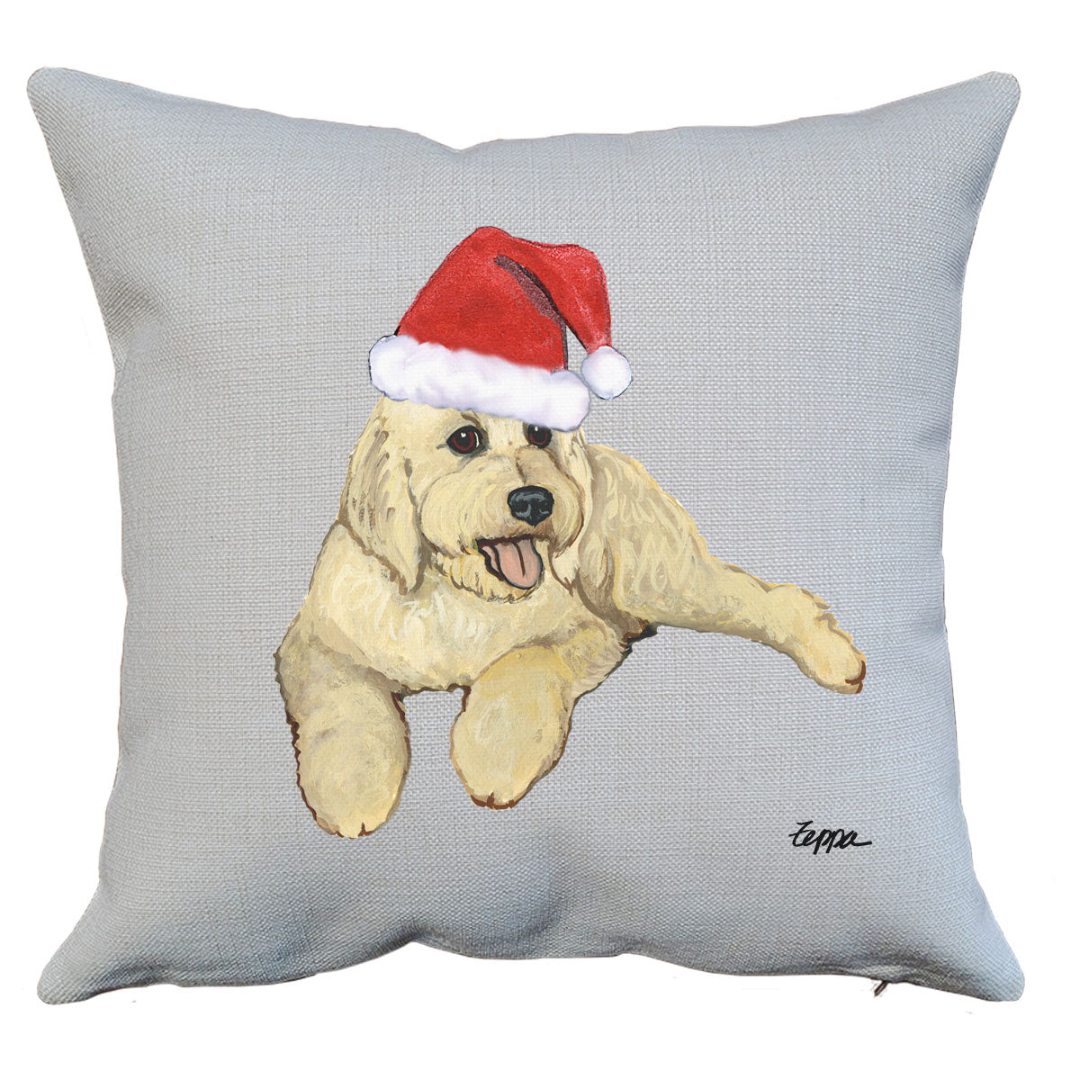 Golden Doodle Santa Pillow