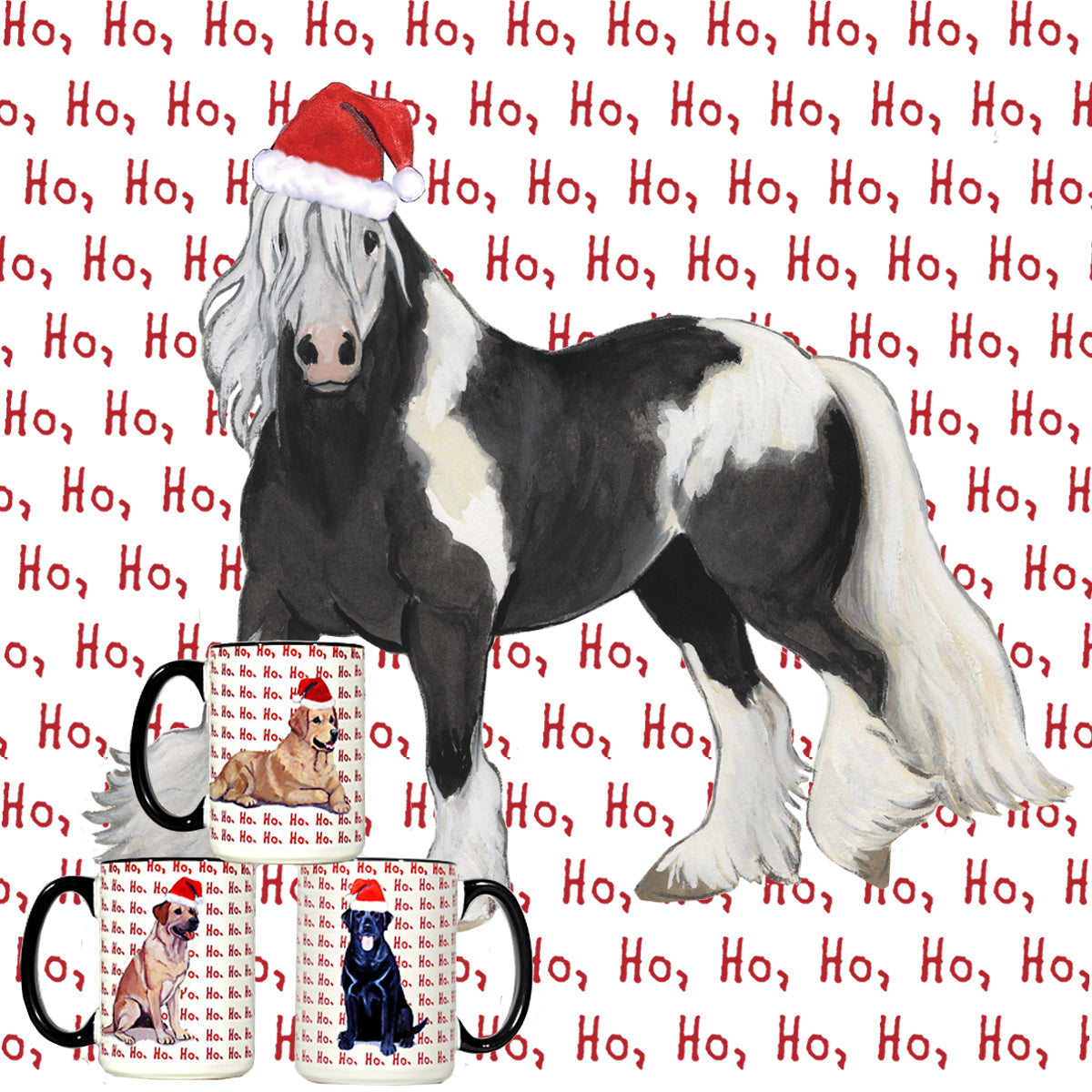 Gypsy Vanner Ho Ho Christmas Mugs