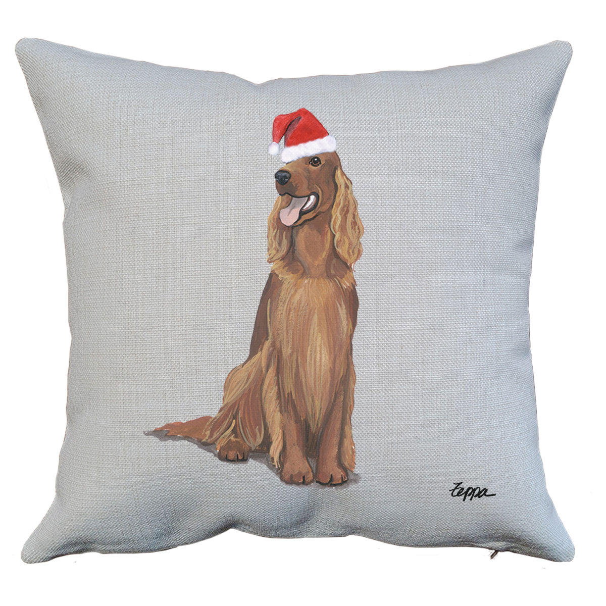 Irish Setter Santa Pillow