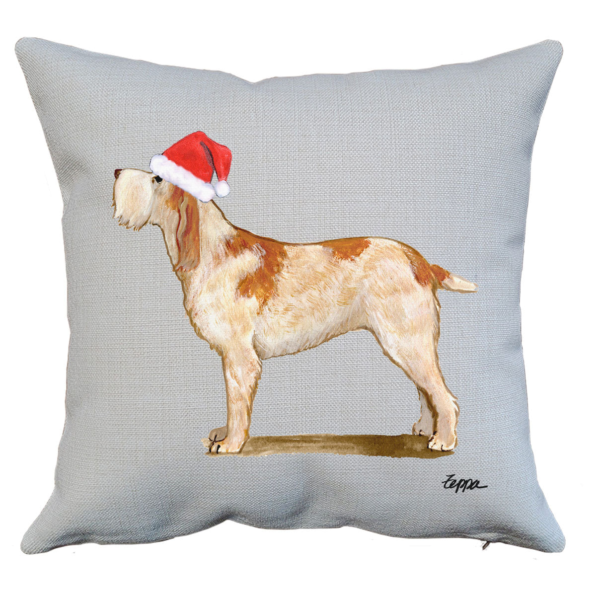 Red Italian Spinone Santa Pillow