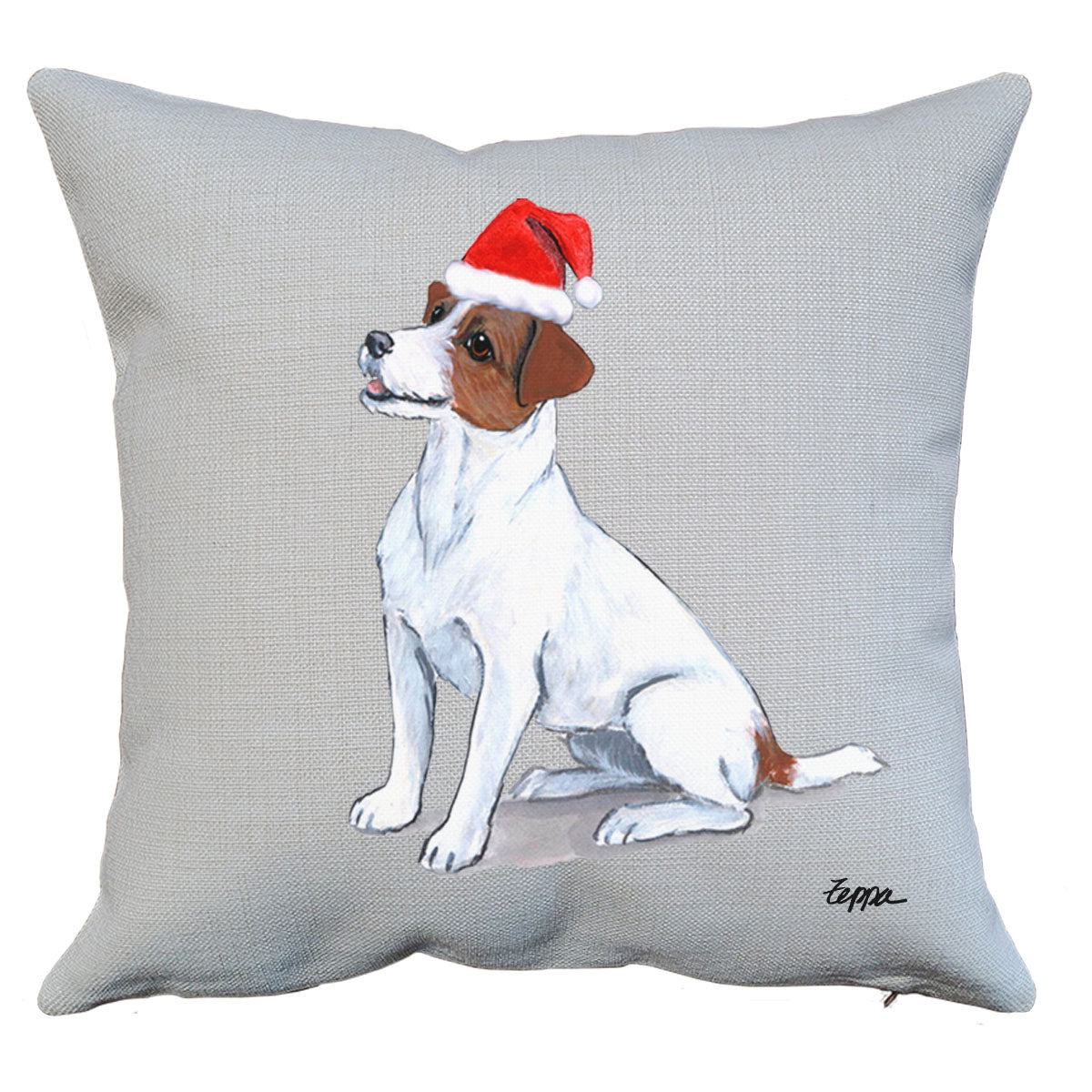 Jack Russell Santa Pillow