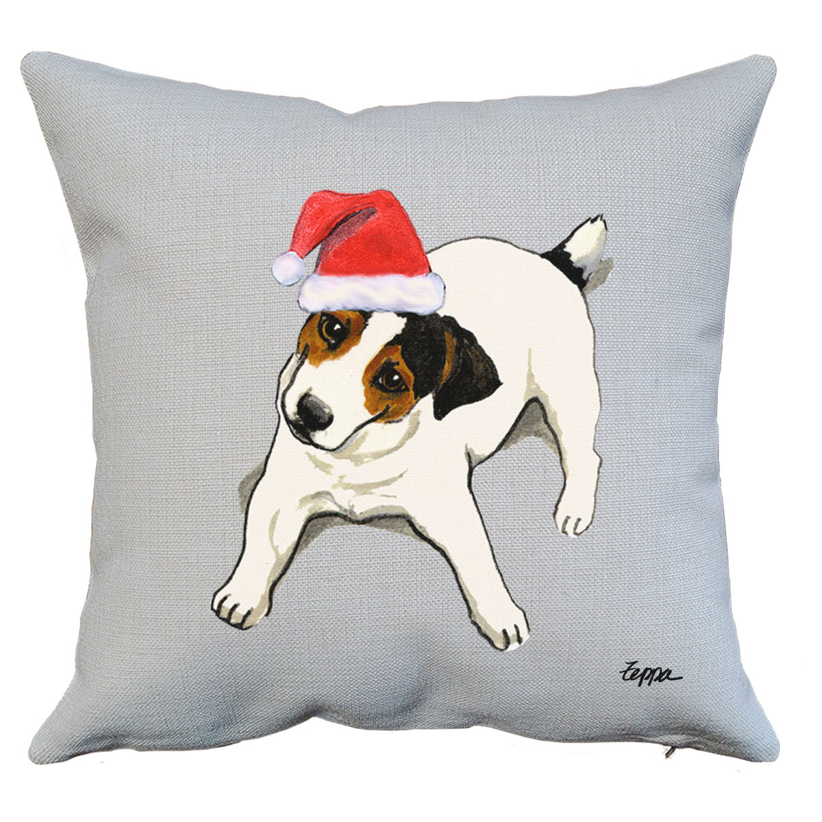 Tri Jack Russell Lying Santa Pillow