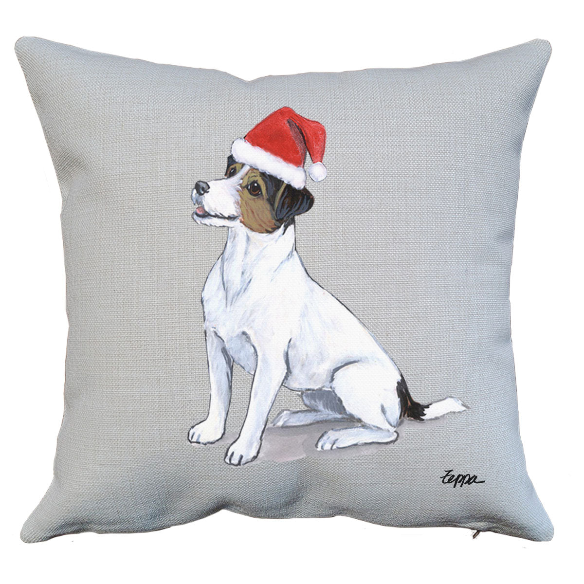 Jack Russell Tri Santa Pillow