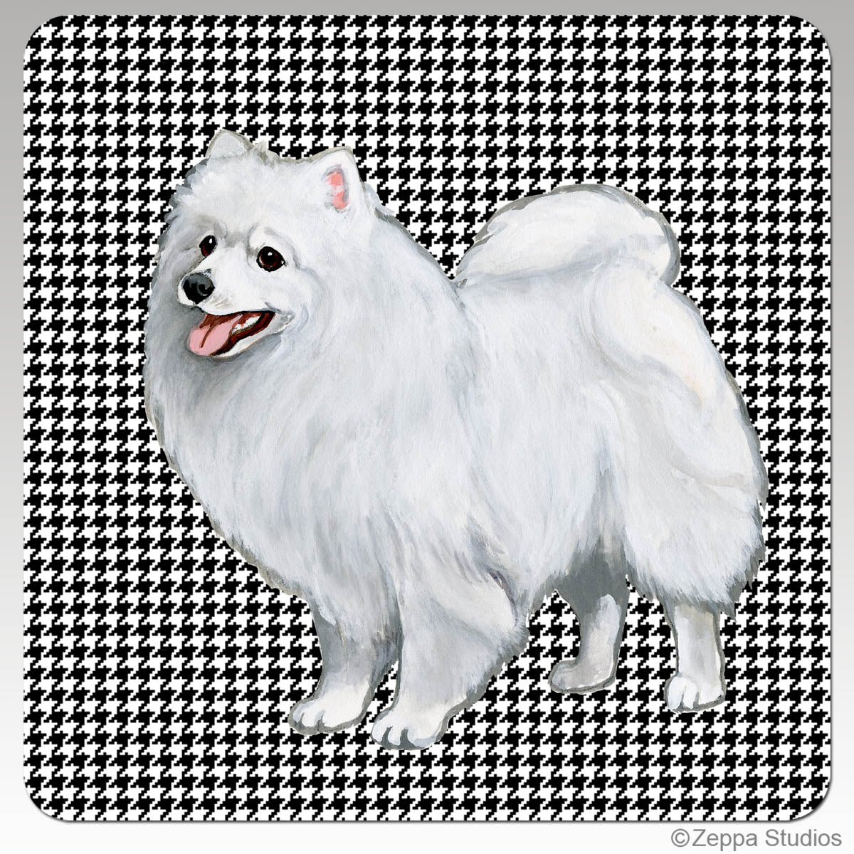 Japanese Spitz Houndstooth Coasters