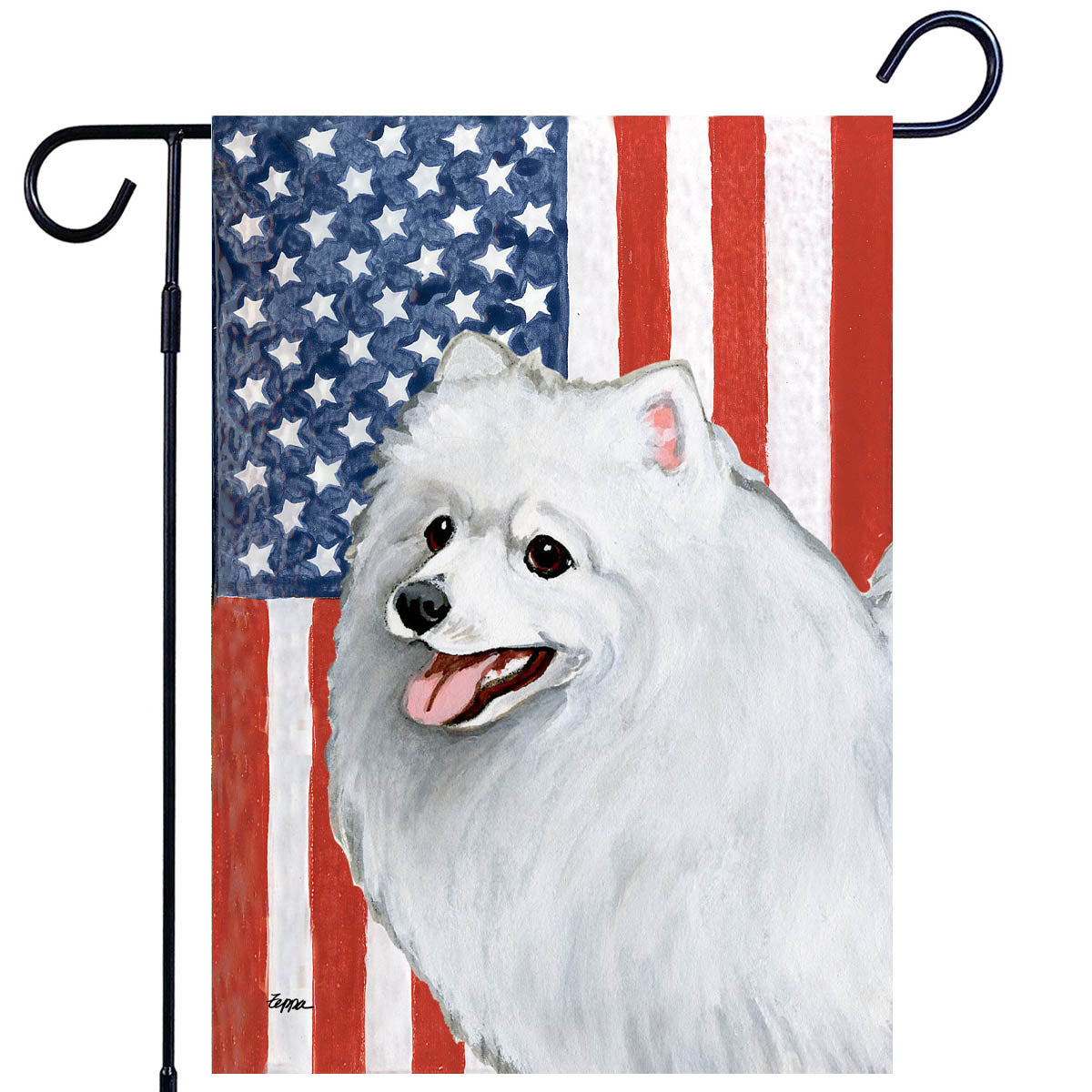 japanese spitz americana garden flag