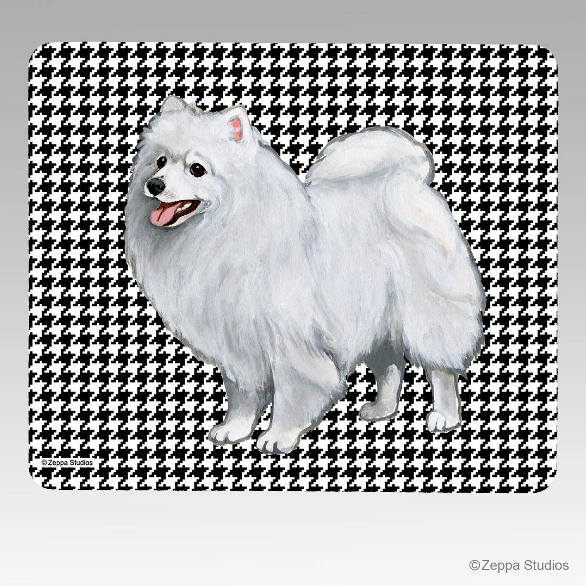 Japanese Spitz Houndstooth Mouse Pad