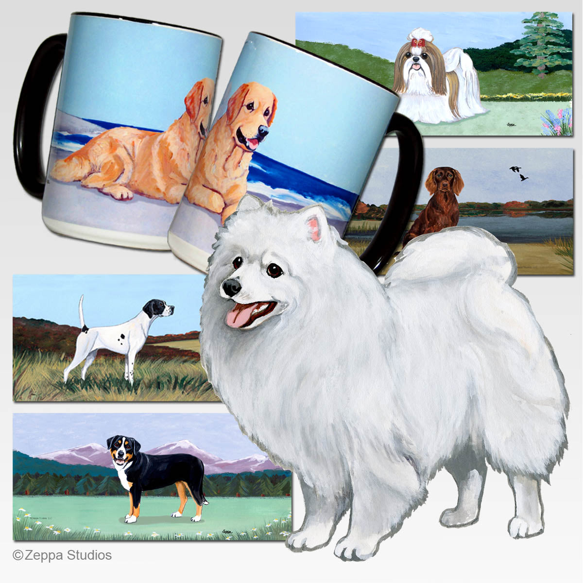 japanese spitz scenic mug