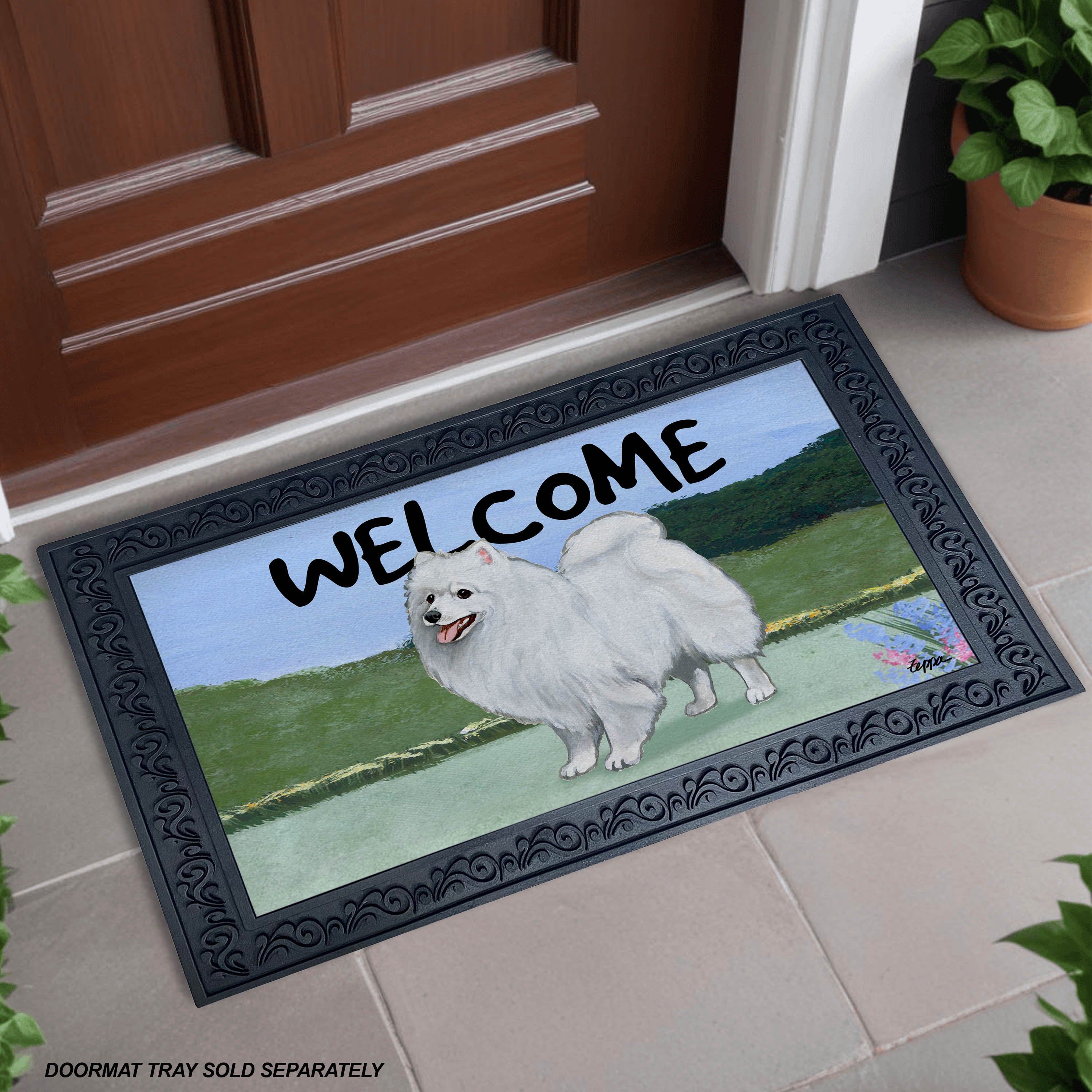 japanese spitz welcome mat