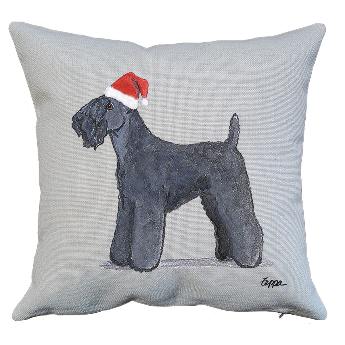Kerry Blue Terrier Santa Pillow