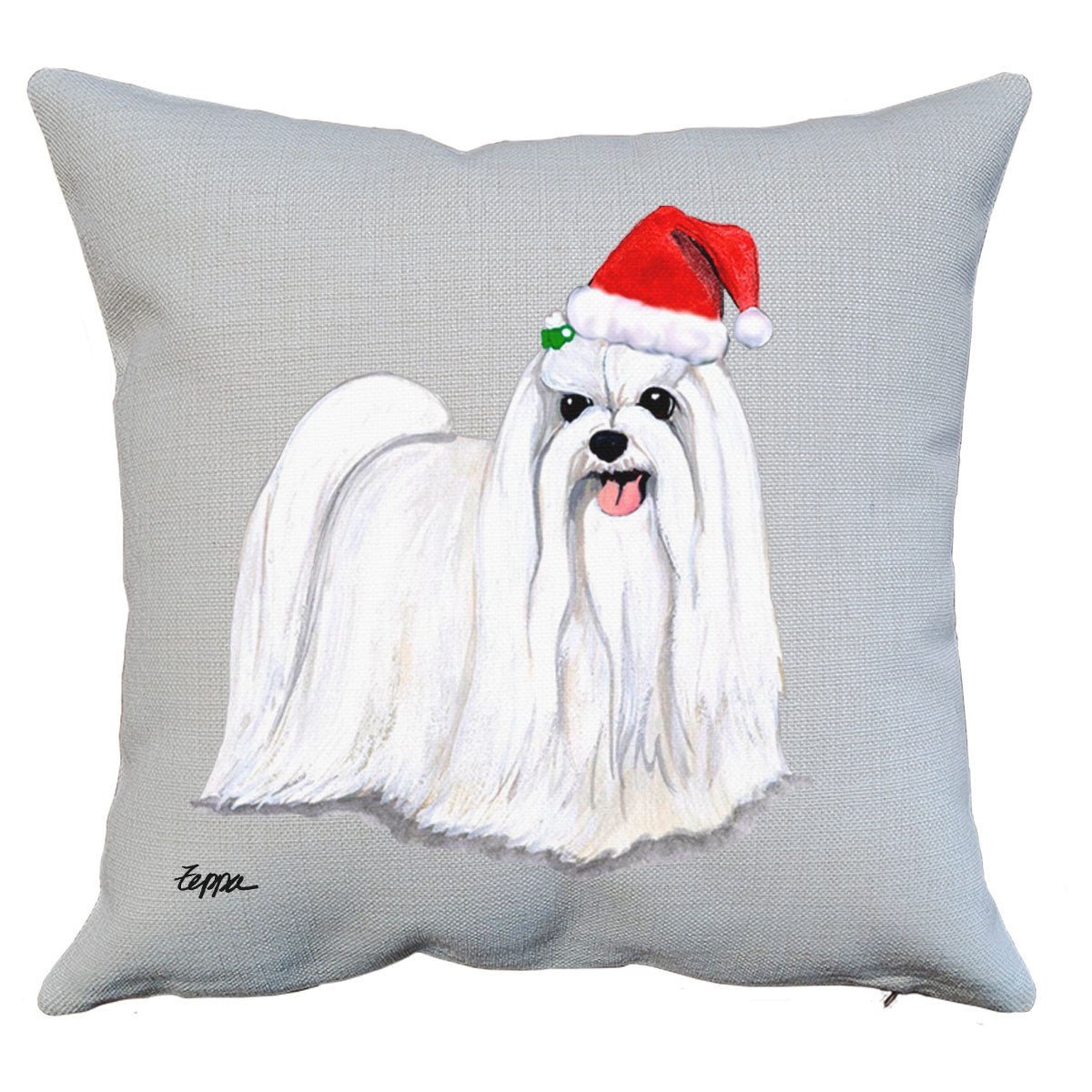 Maltese Santa Pillow
