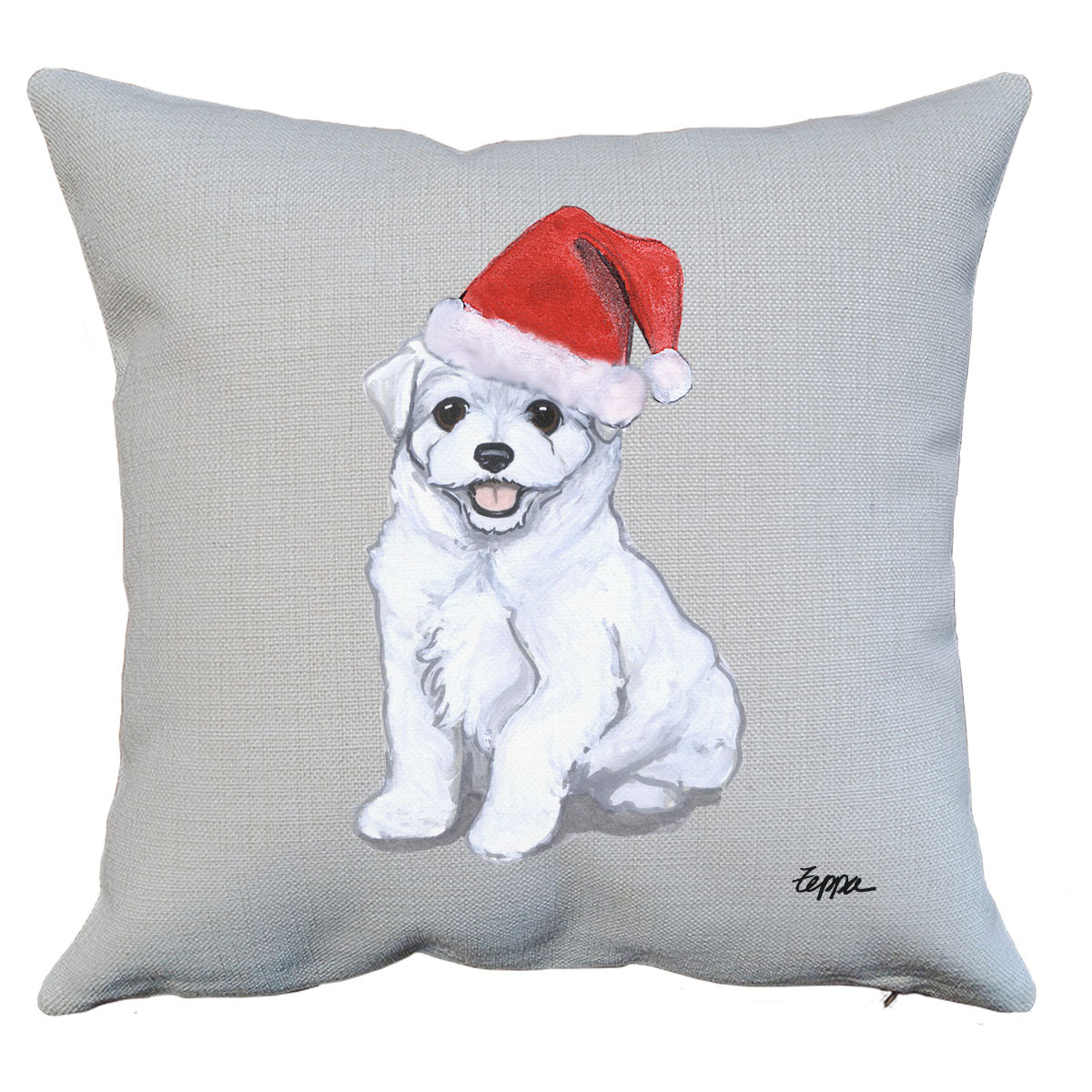 Maltese Puppy Santa Pillow