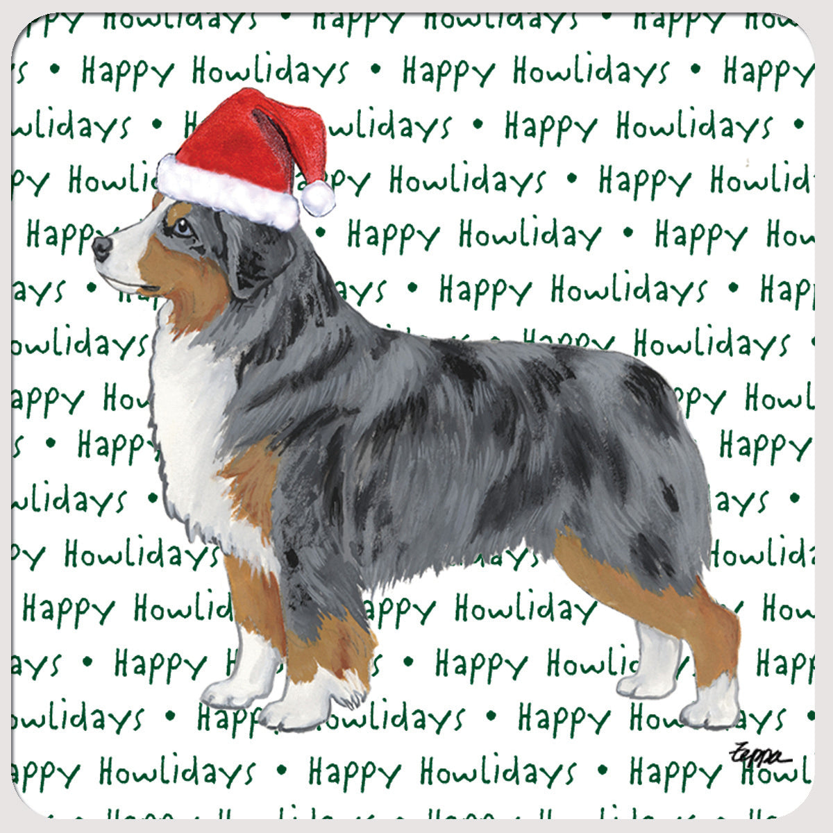 Miniature American Shepherd Happy Howlidays Christmas Coasters