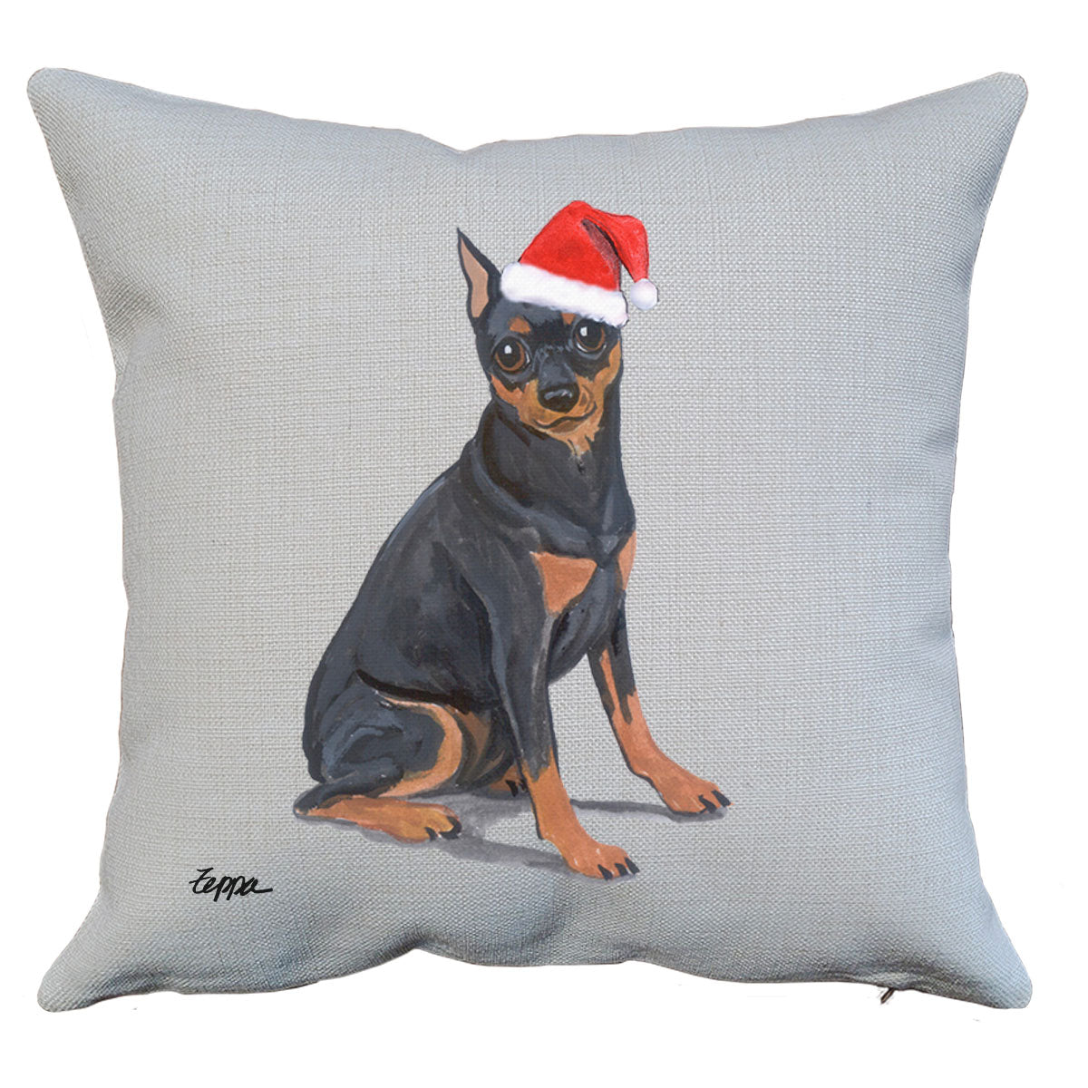Miniature Pinscher Santa Pillow