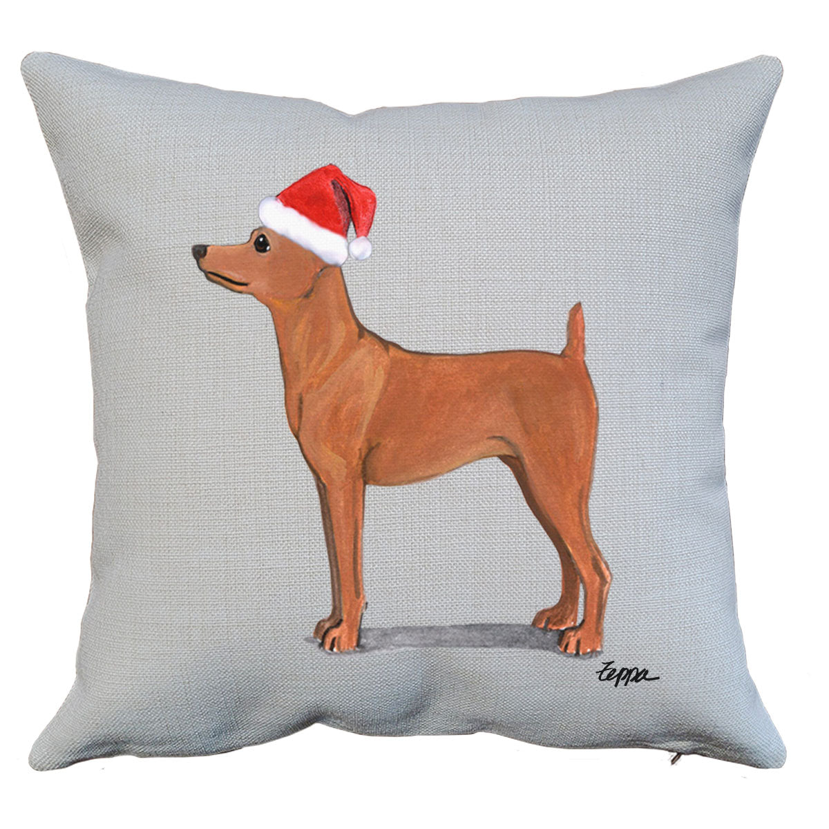 Red Miniature Pinscher Santa Pillow